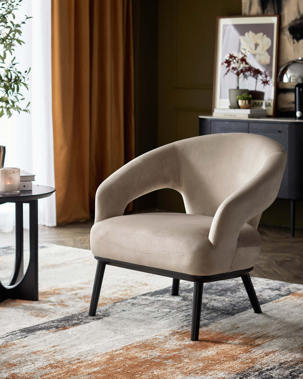 Fauteuil d'appoint en velours champagne Heath