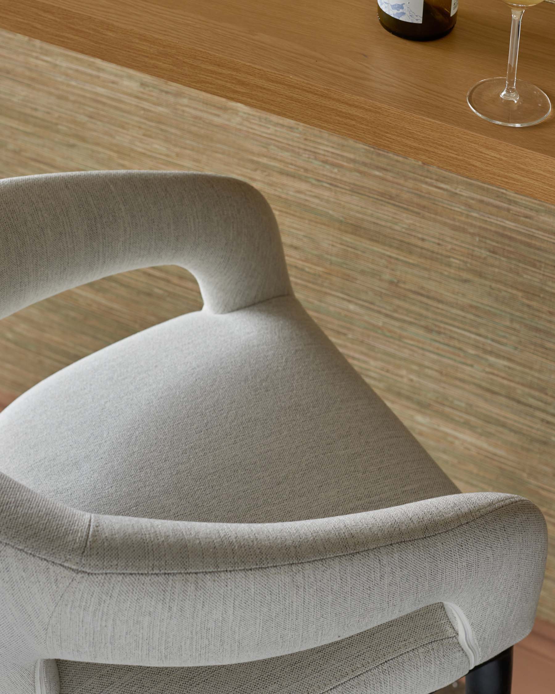 Tabouret de bar Heath en tissu bicolore ivoire