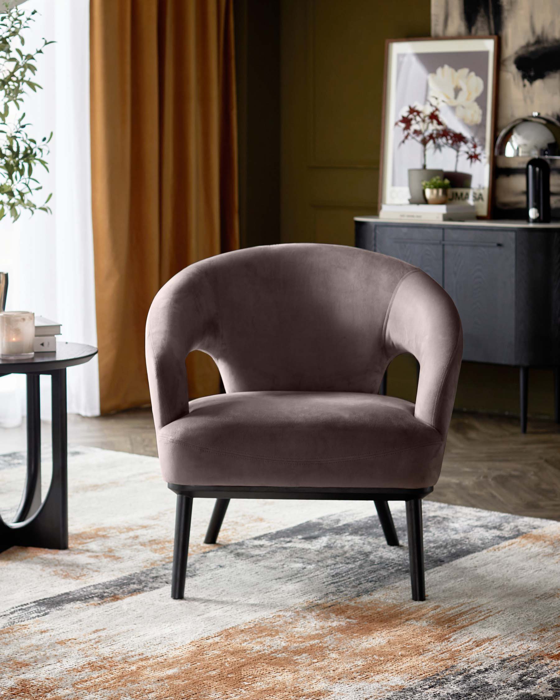Fauteuil d'appoint Heath en velours moka