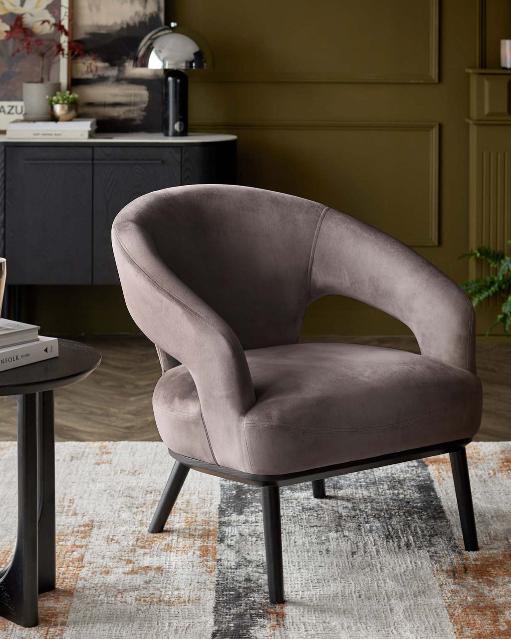 Fauteuil d'appoint Heath en velours moka