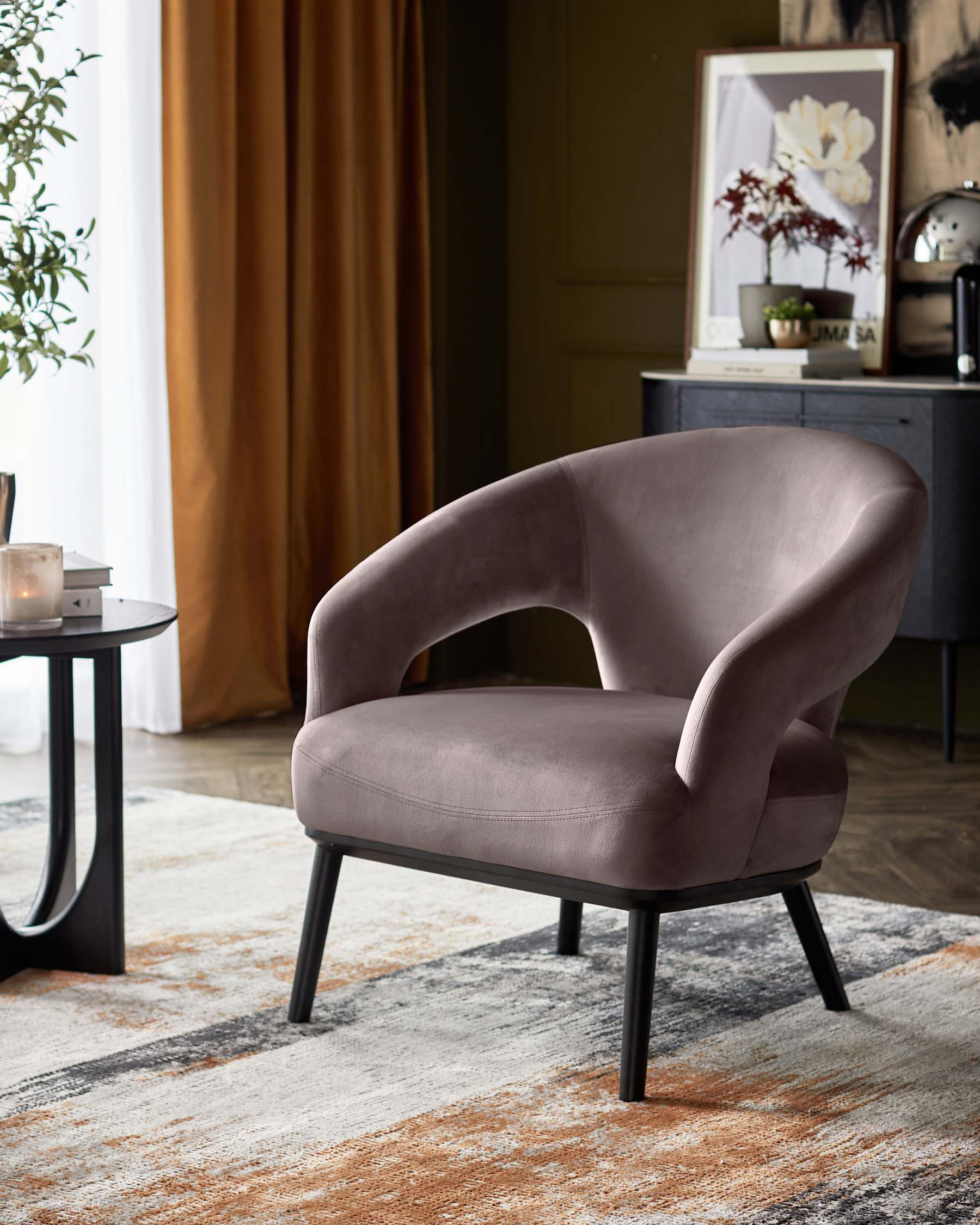 Fauteuil d'appoint Heath en velours moka