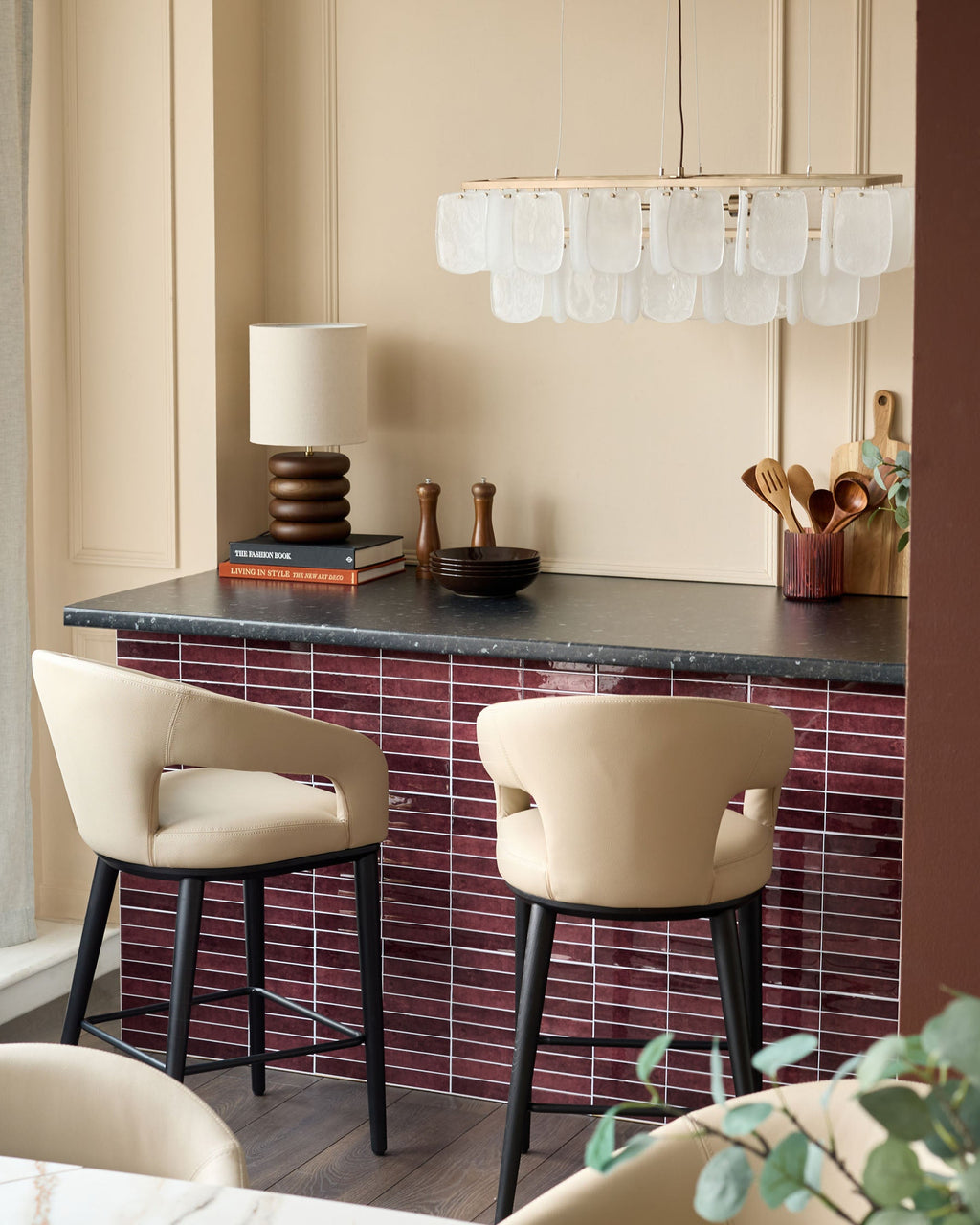 Tabouret de bar Heath en similicuir naturel