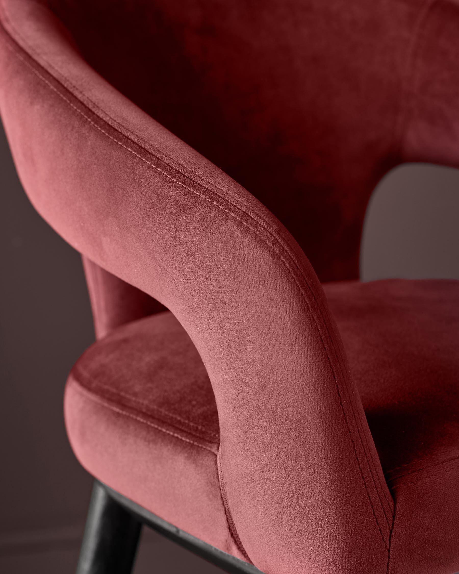 Tabouret de bar Heath en velours rouge caramel