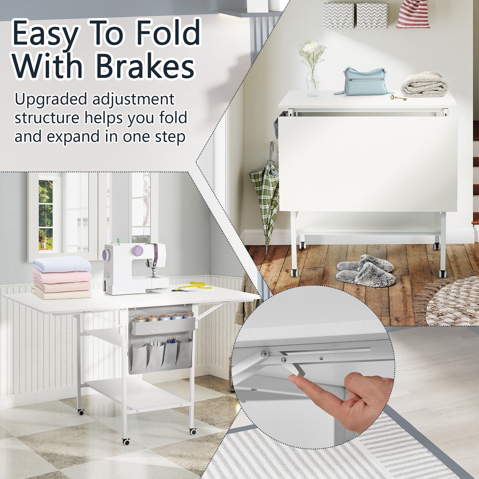 Table de bricolage réglable en hauteur avec étagères de rangement, table de découpe pliante mobile pour la maison, le bureau, la salle de couture, la salle d'artisanat