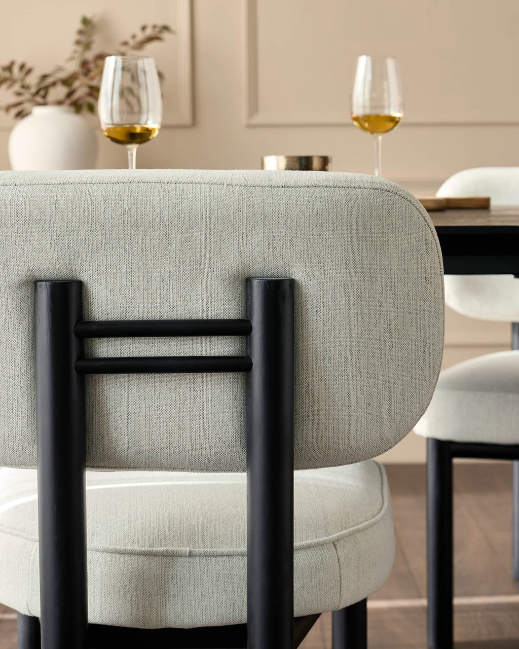 Chaise de salle à manger Henley en tissu bicolore ivoire