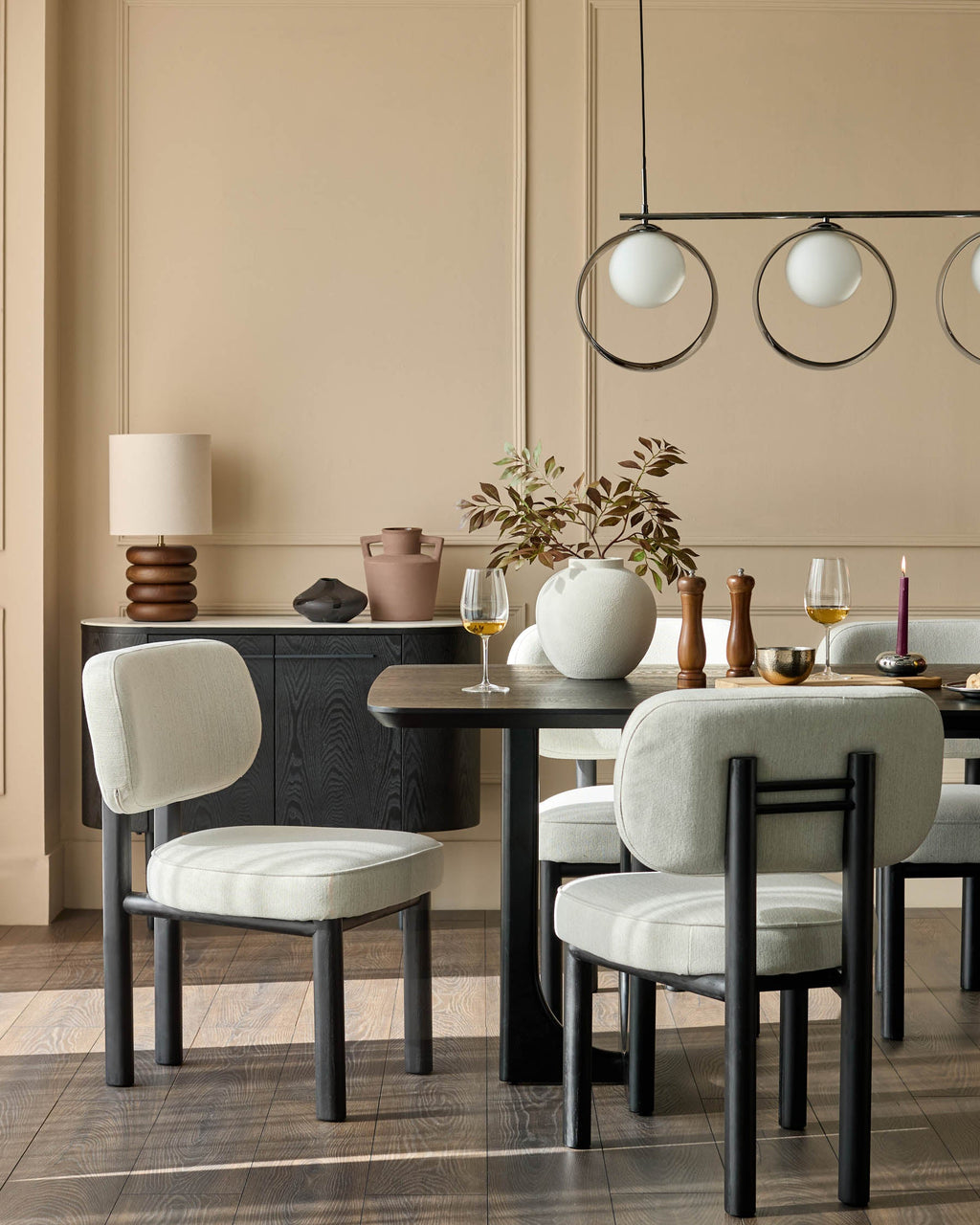 Chaise de salle à manger Henley en tissu bicolore ivoire