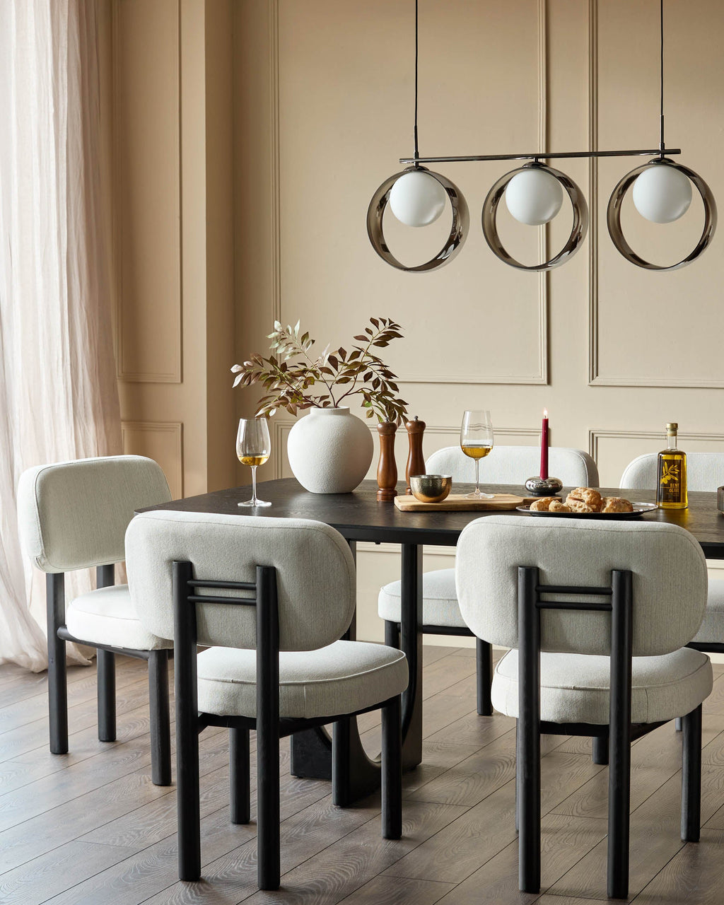 Chaise de salle à manger Henley en tissu bicolore ivoire