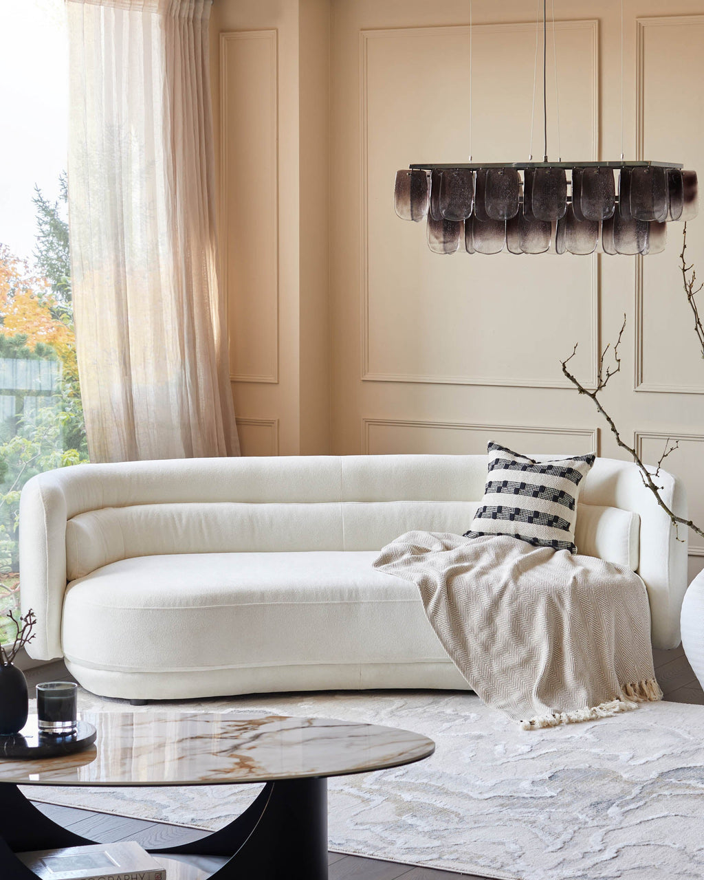 Canapé 3 places Henry Ivory Boucle