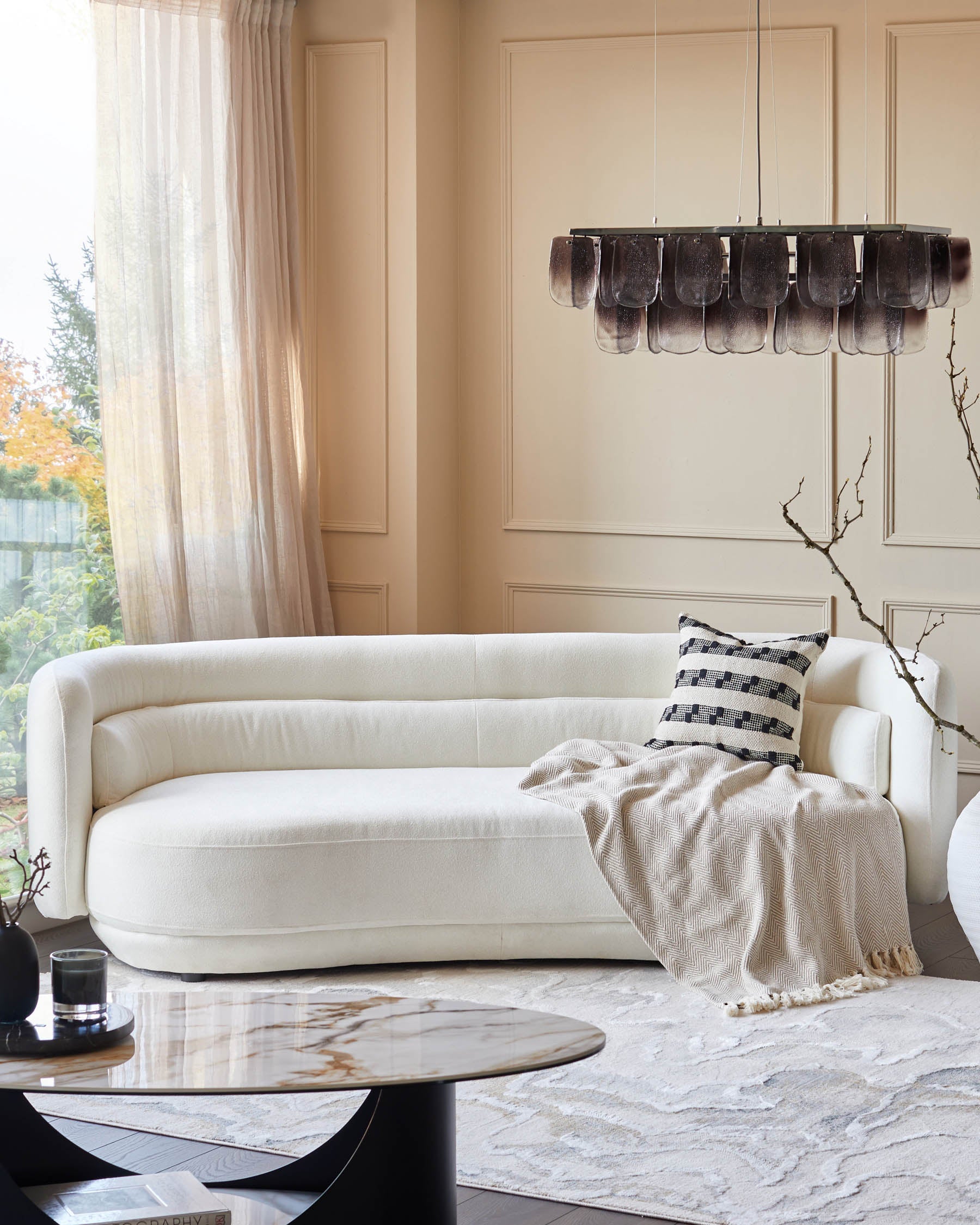 Canapé 3 places Henry Ivory Boucle