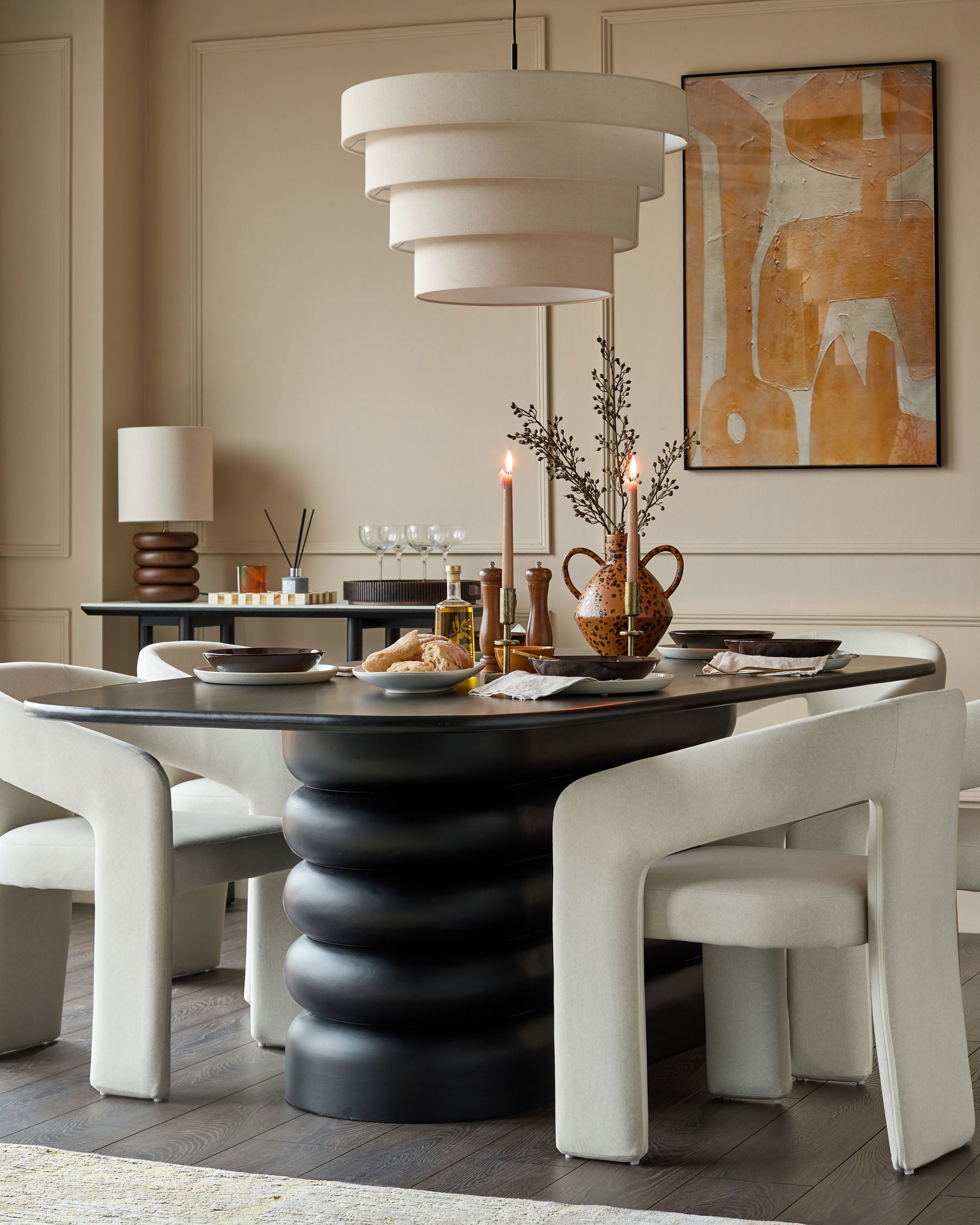 Table de salle à manger Hepworth en bois noir pour 8 personnes