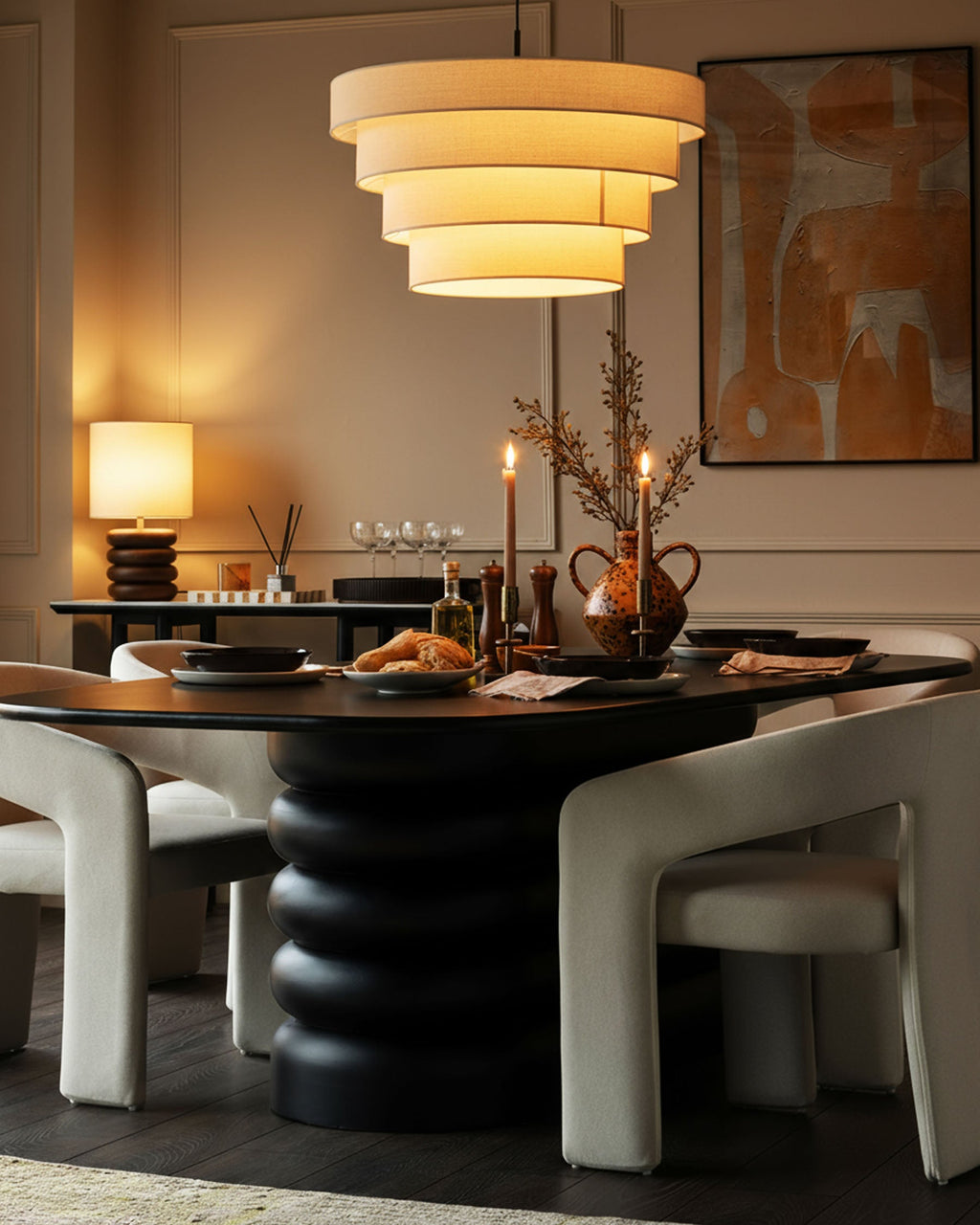 Table de salle à manger Hepworth en bois noir pour 8 personnes