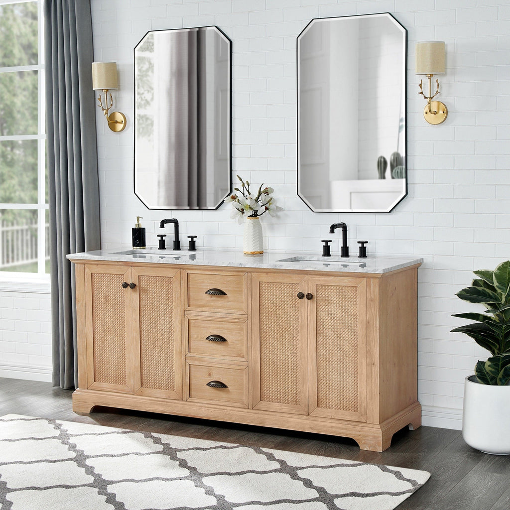 Meuble-lavabo Hervas avec plateau en marbre naturel sans miroir