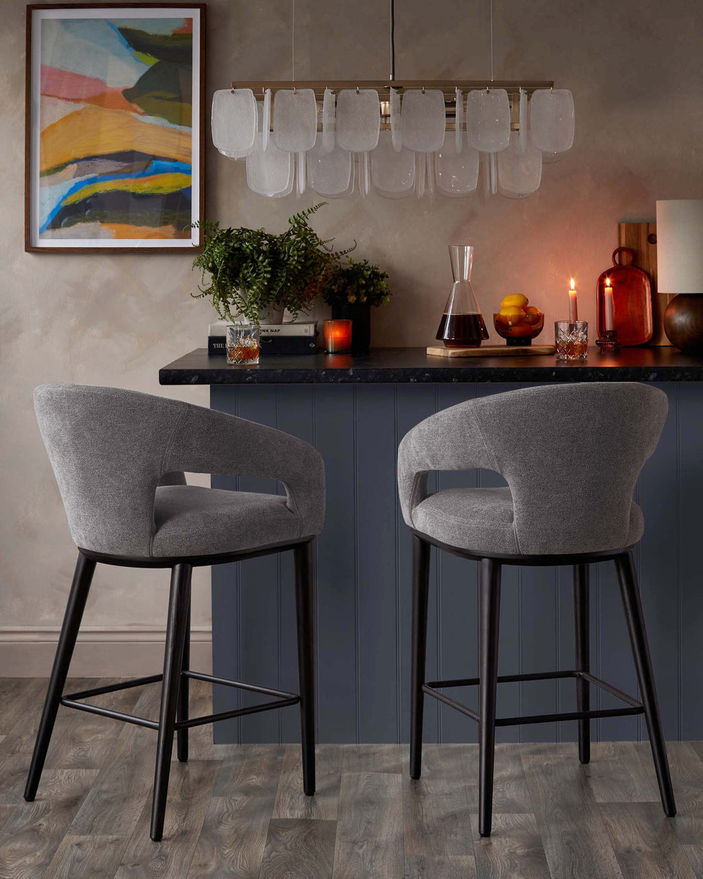 Tabouret de bar Heath en bouclette gris foncé