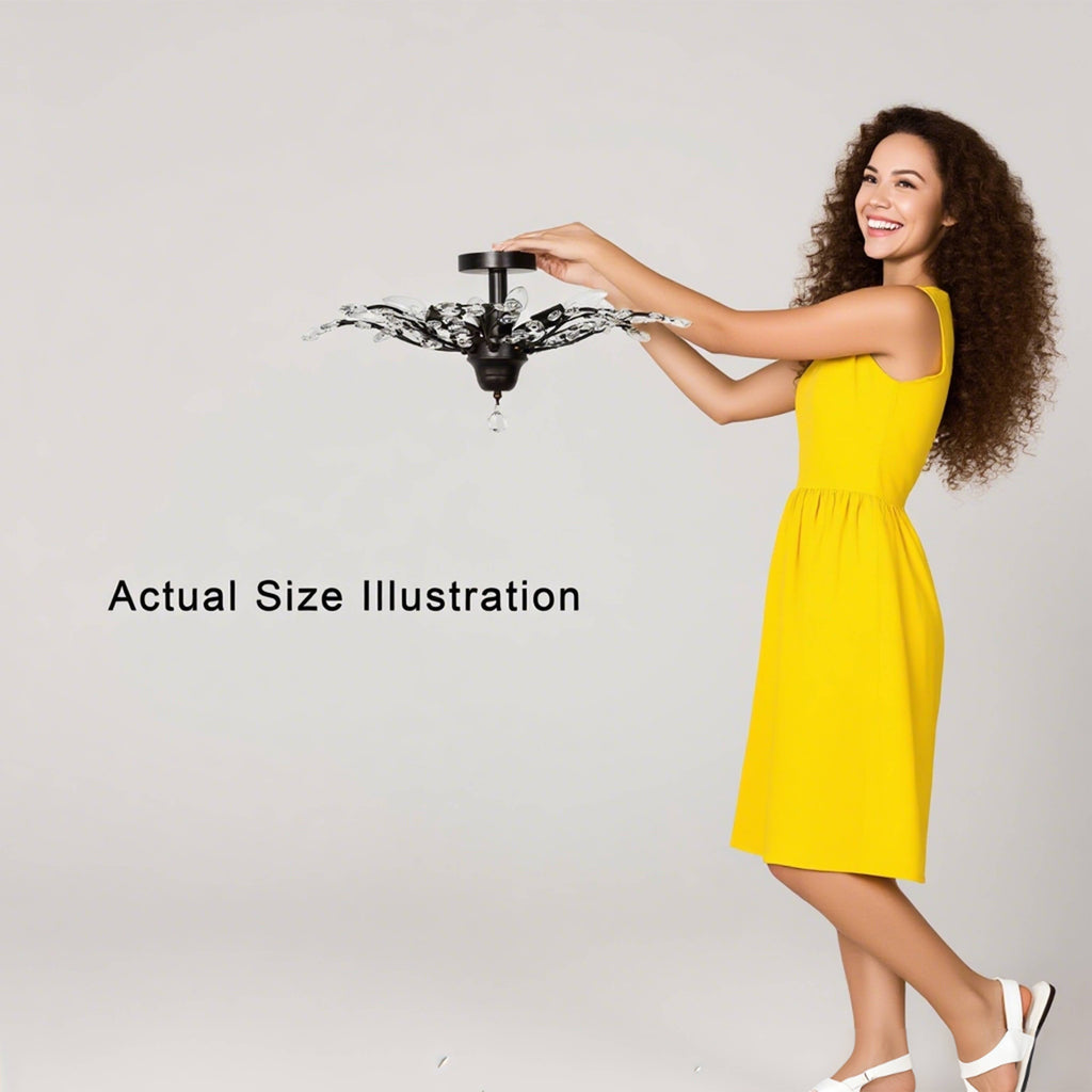 Plafonnier à 4 lumières en cristal avec feuilles de houx