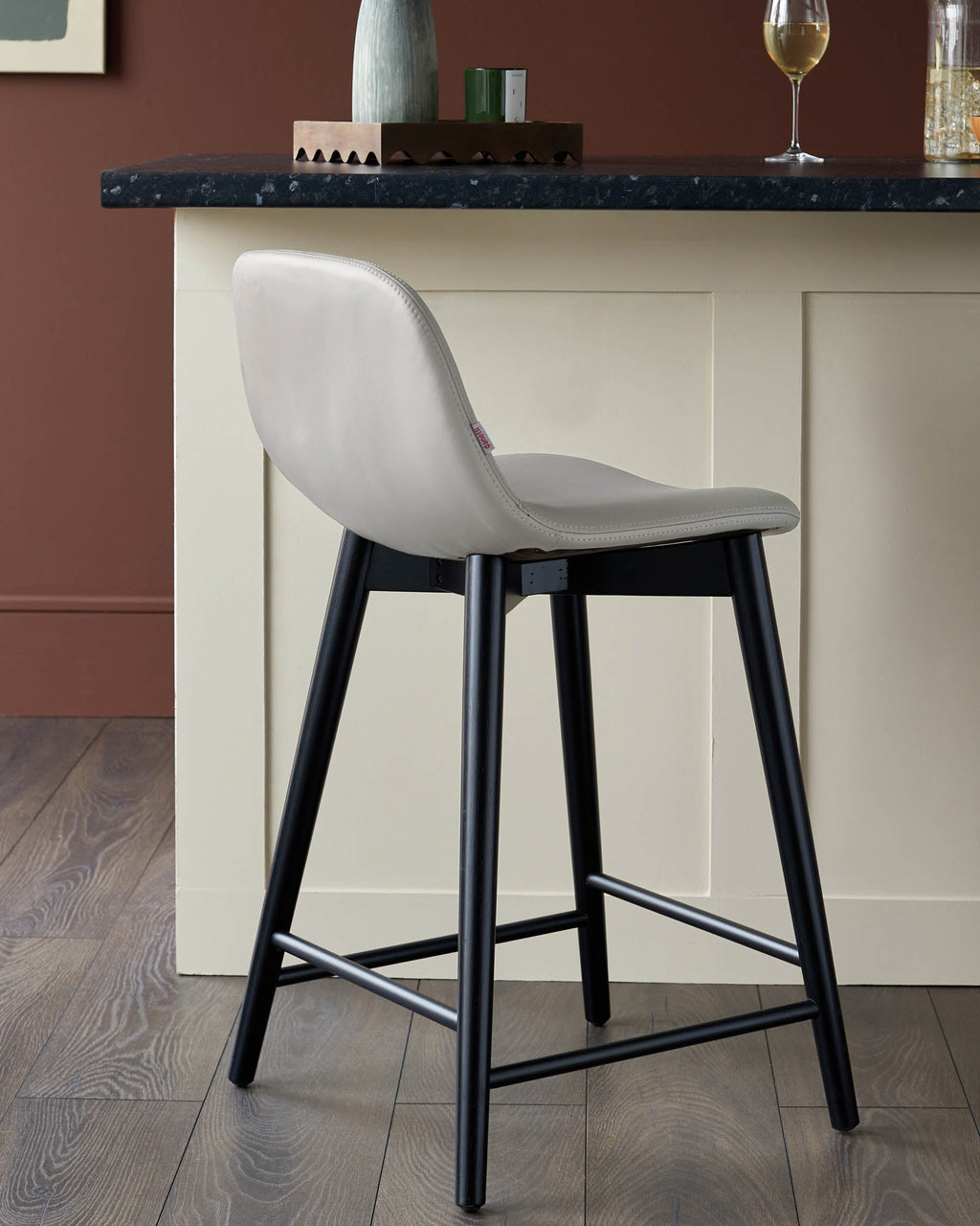 Tabouret de bar Hudson en cuir gris clair