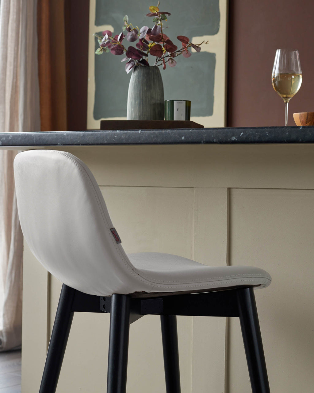 Tabouret de bar Hudson en cuir gris clair
