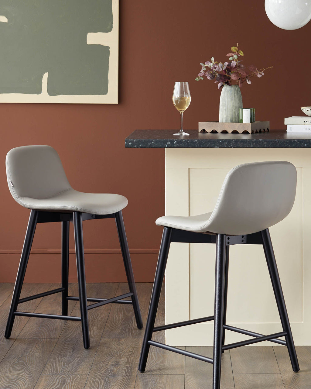 Tabouret de bar Hudson en cuir gris clair