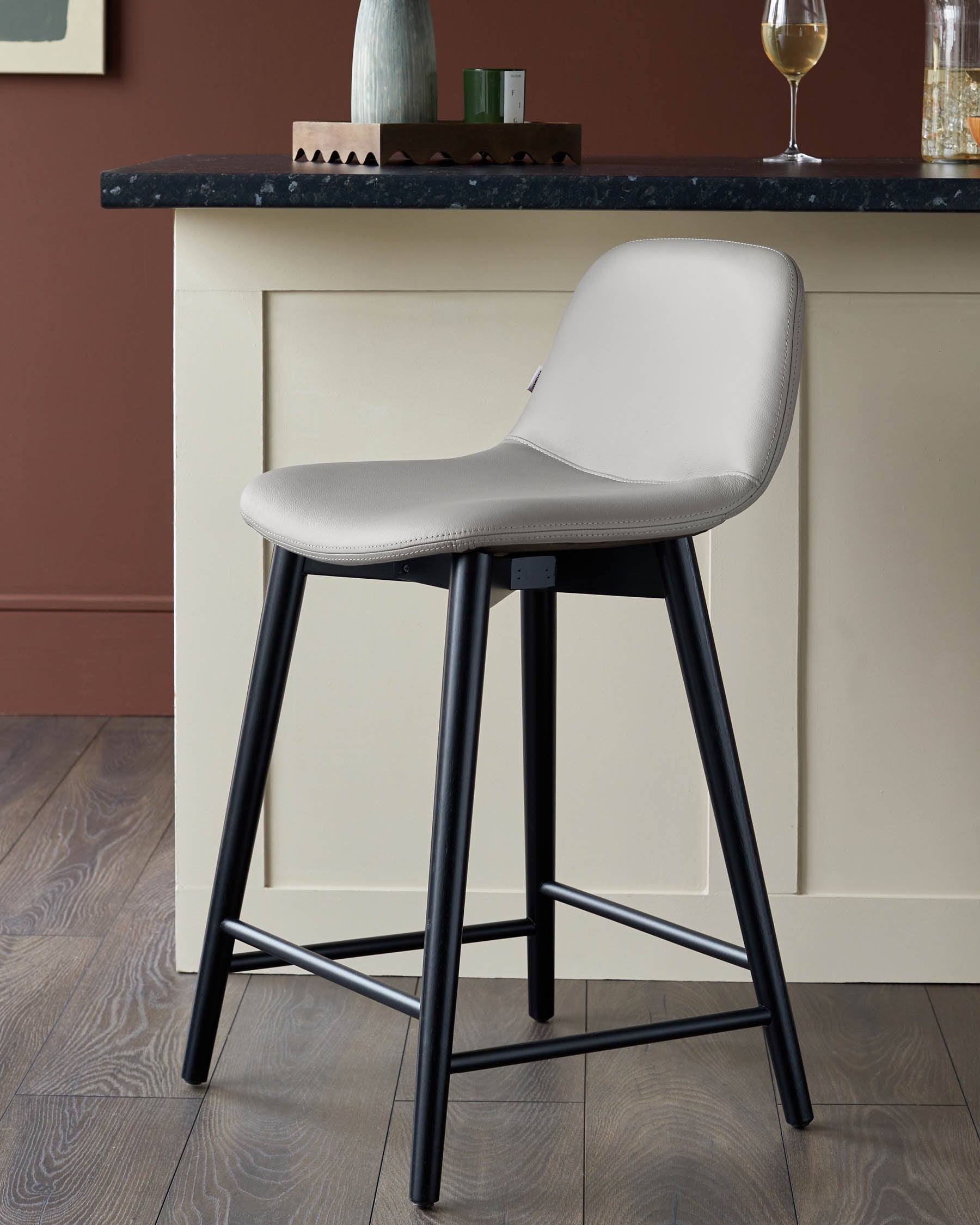 Tabouret de bar Hudson en cuir gris clair