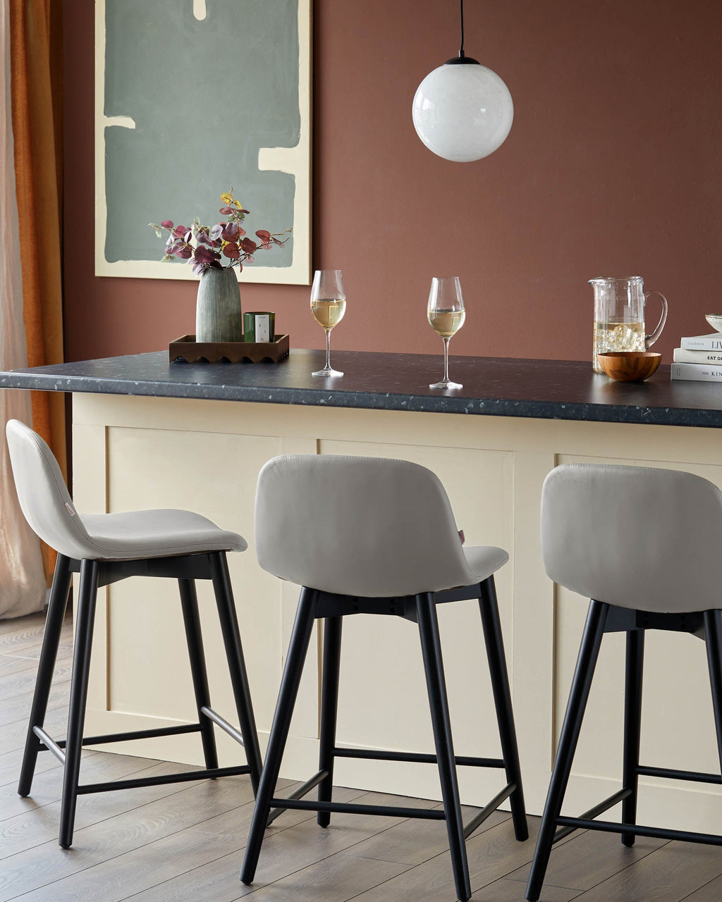 Tabouret de bar Hudson en cuir gris clair