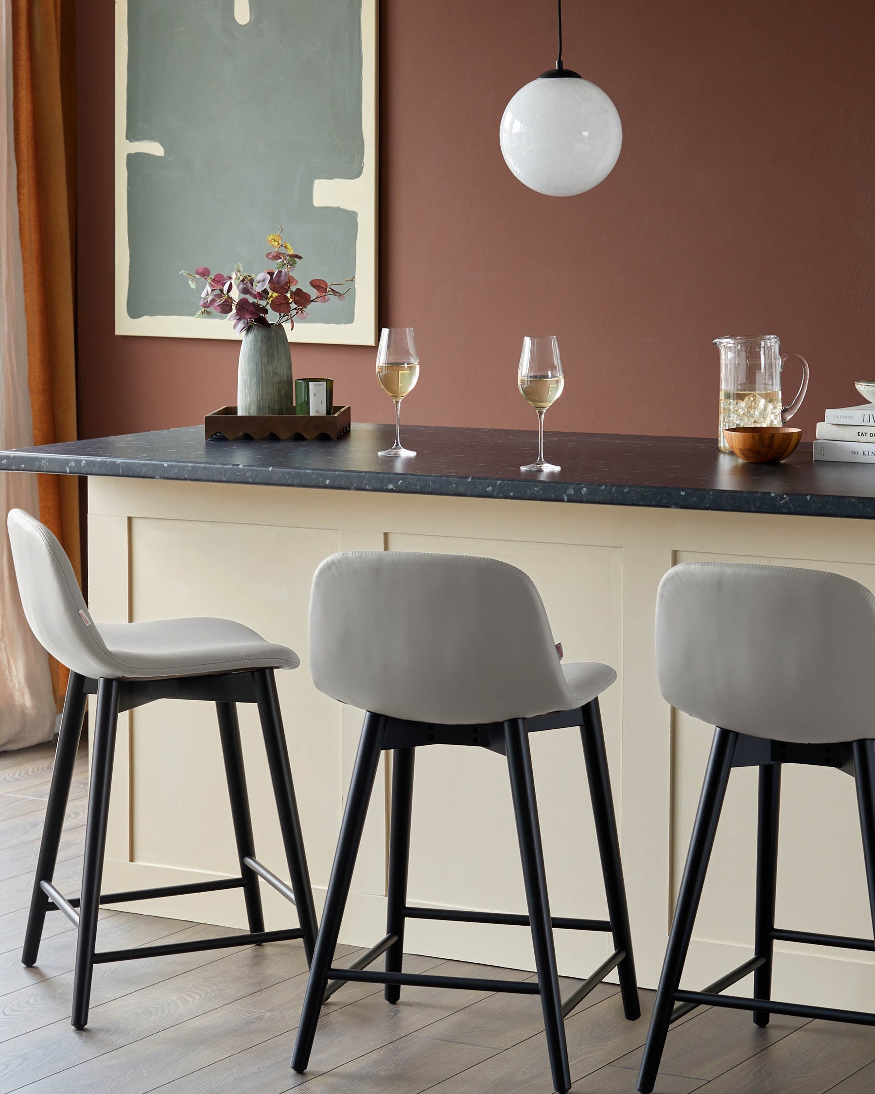 Tabouret de bar Hudson en cuir gris clair