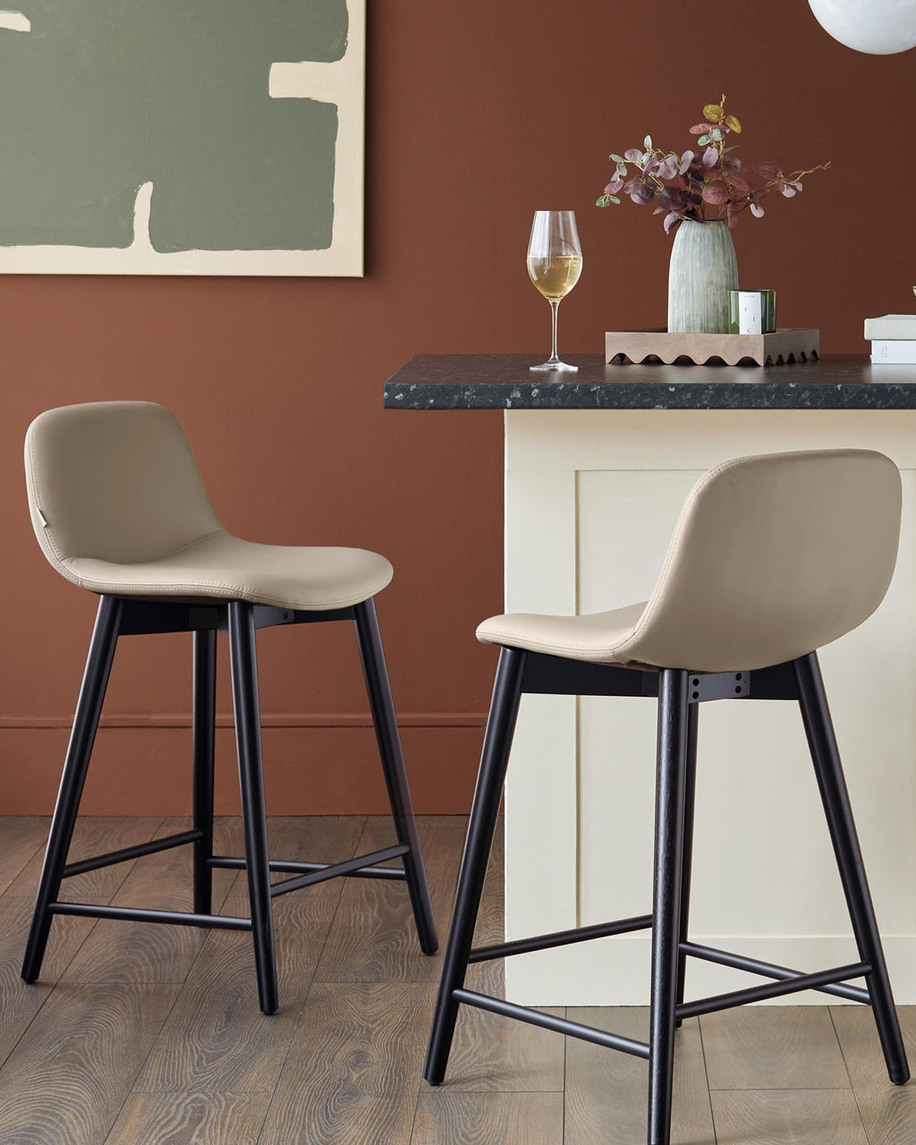 Tabouret de bar Hudson en cuir naturel