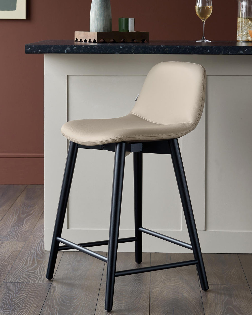 Tabouret de bar Hudson en cuir naturel