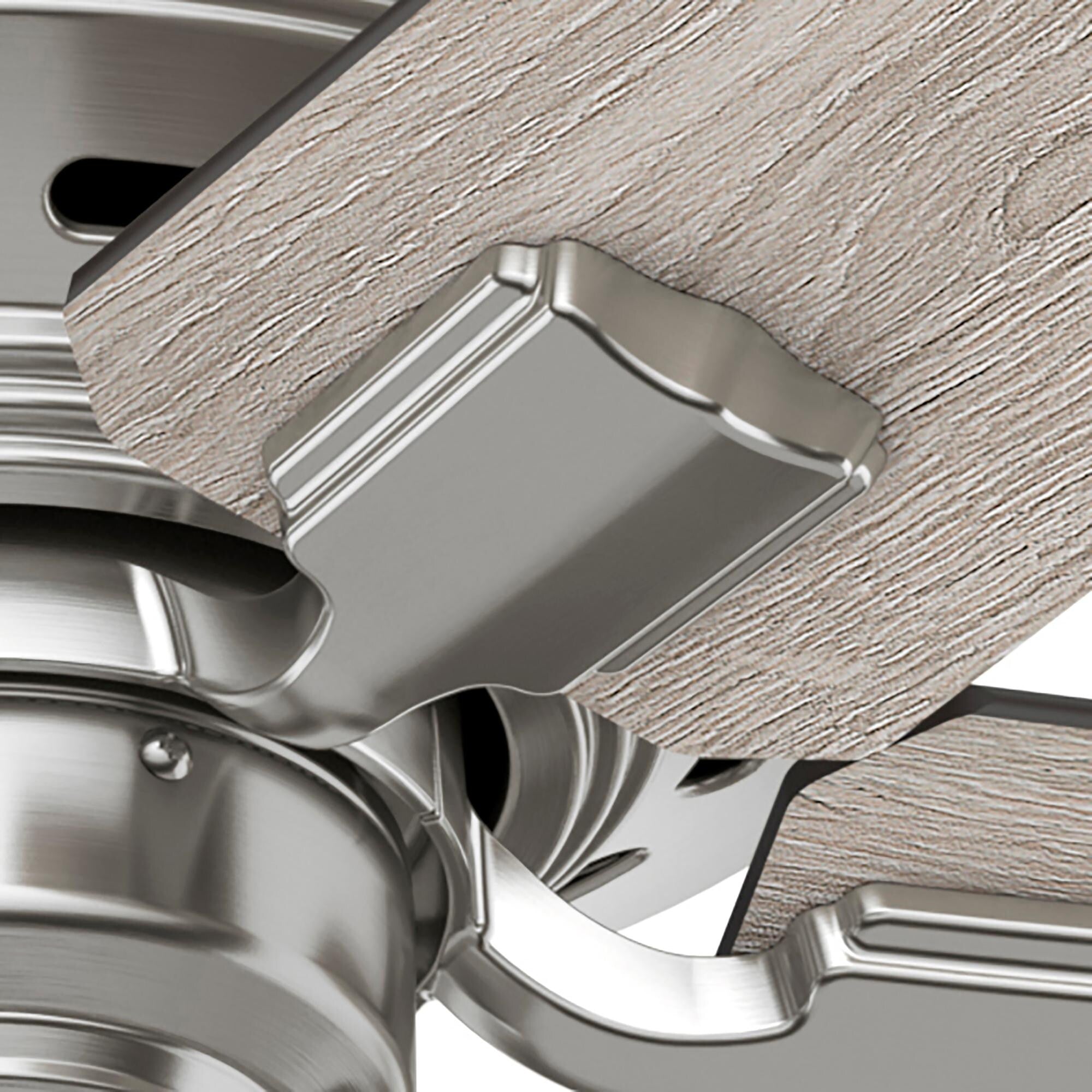 Ventilateur de plafond Hunter 44 Altidore en nickel brossé avec éclairage LED et chaînette - Style campagnard, rustique, transitionnel