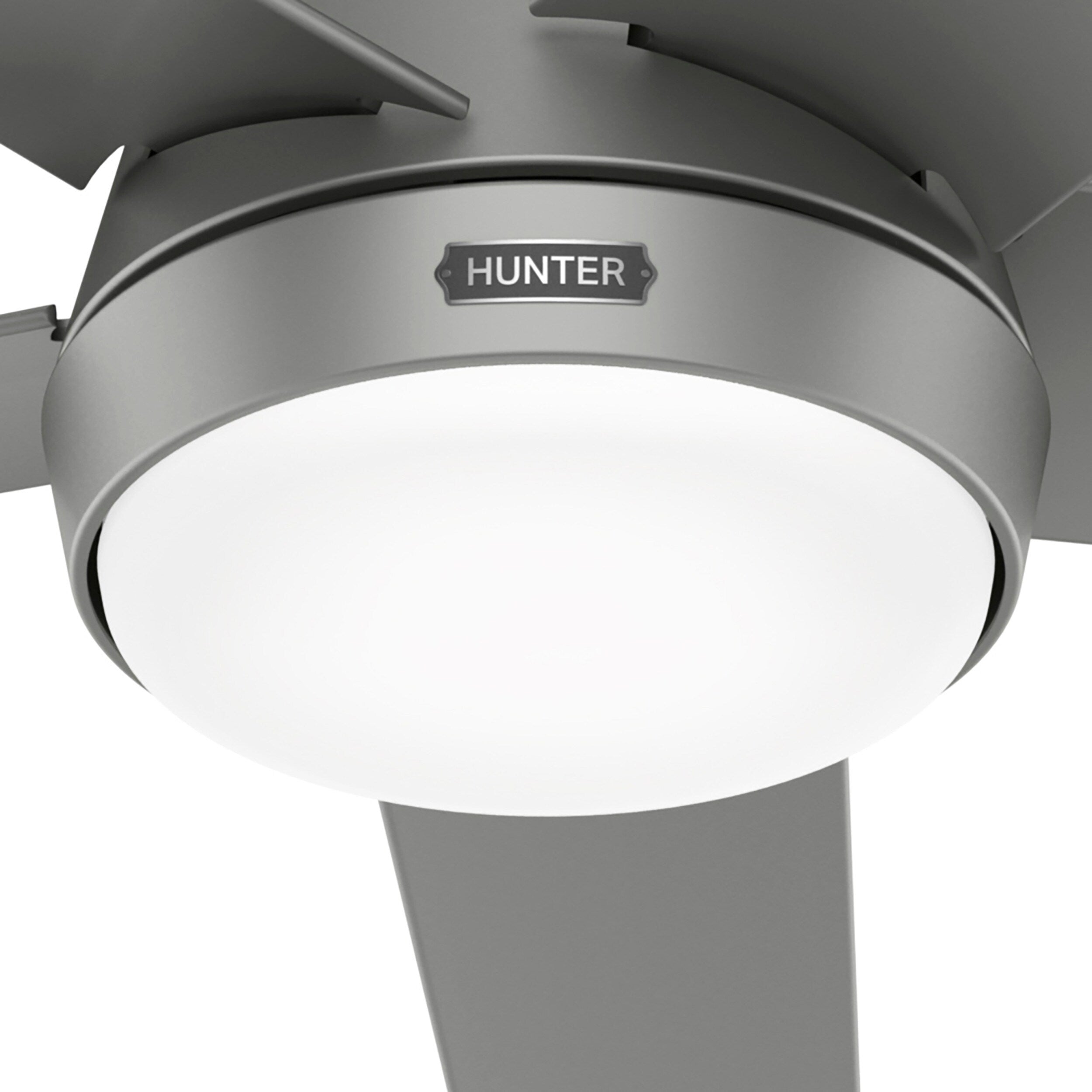 Ventilateur de plafond extérieur Hunter 52 Skyflow avec kit d'éclairage LED, commande murale - Côtier moderne contemporain - WeatherMax - CLASSÉ HUMIDE !
