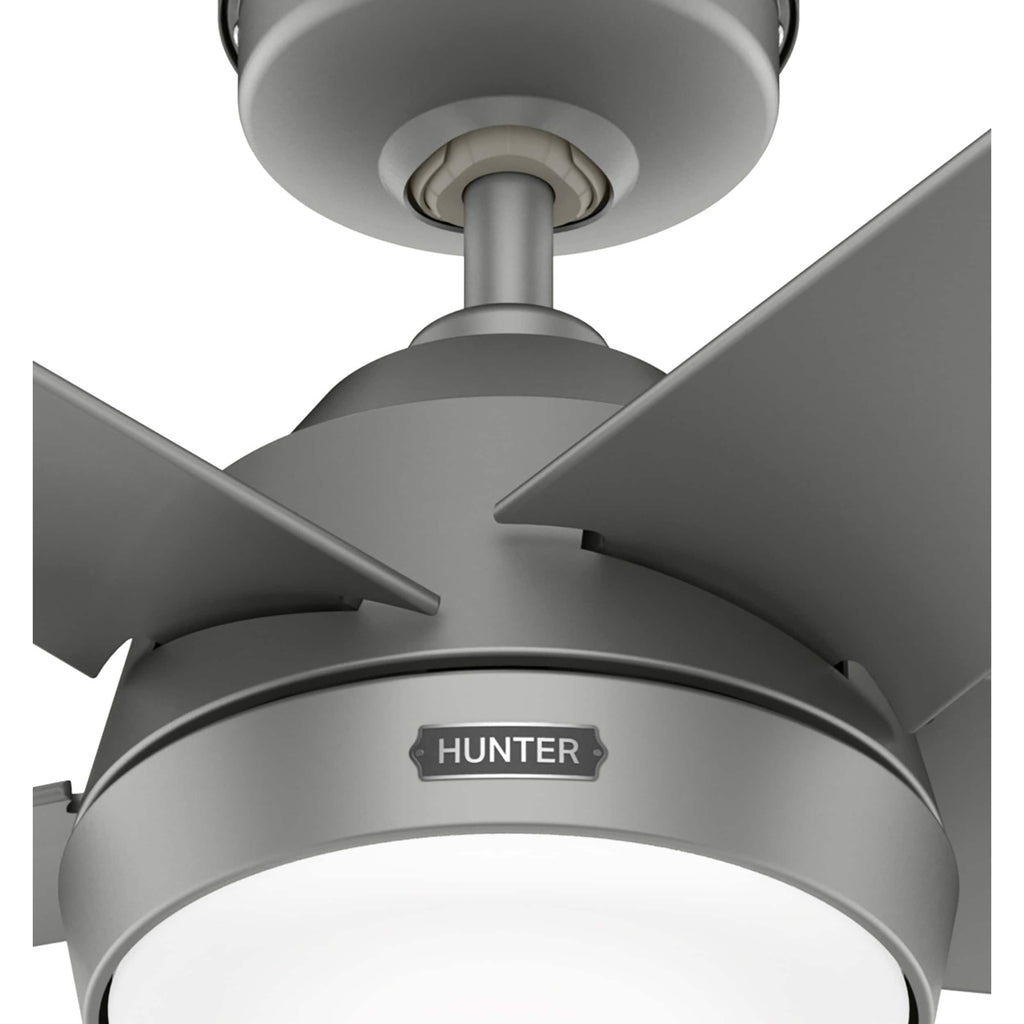 Ventilateur de plafond extérieur Hunter 52 Skyflow avec kit d'éclairage LED, commande murale - Côtier moderne contemporain - WeatherMax - CLASSÉ HUMIDE !
