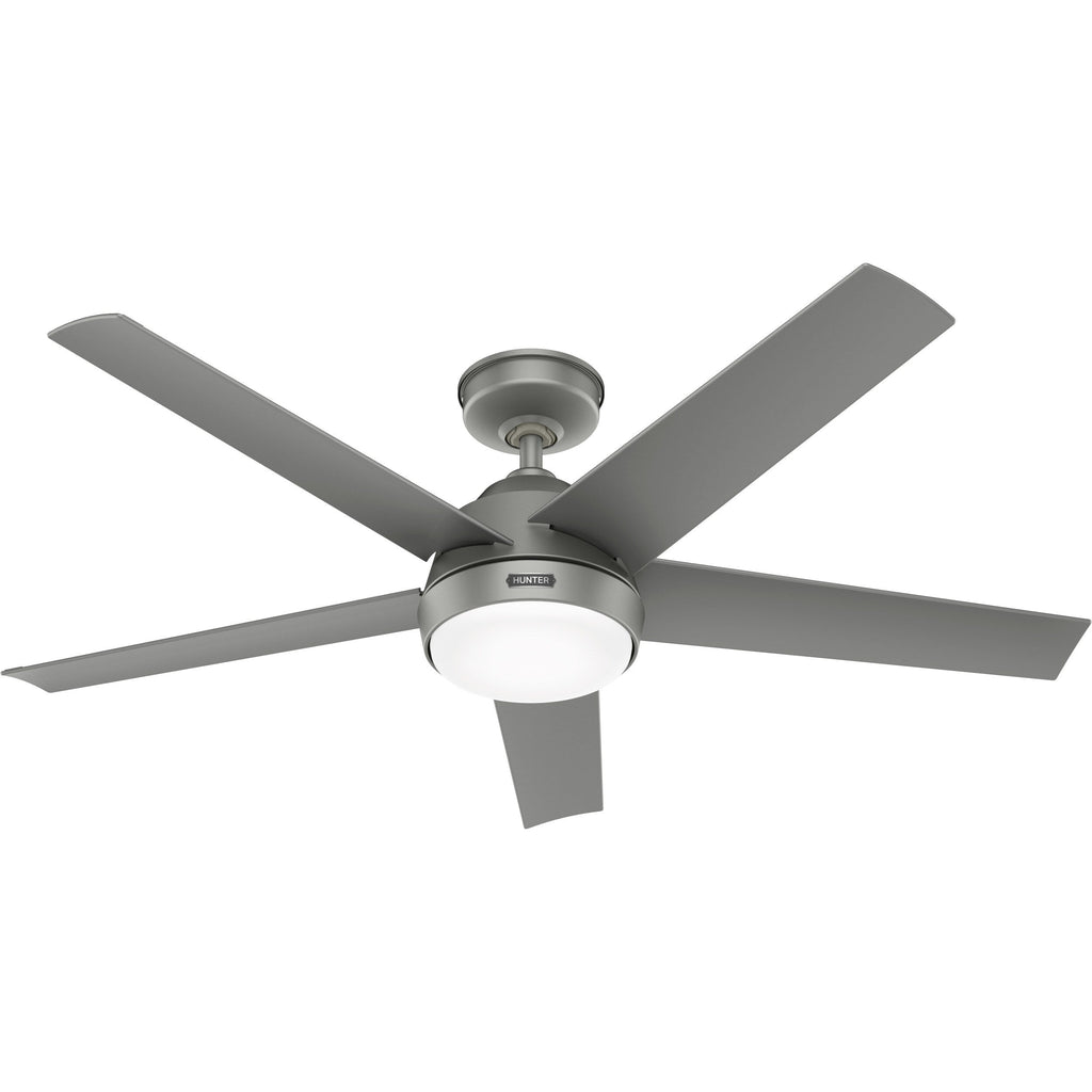 Ventilateur de plafond extérieur Hunter 52 Skyflow avec kit d'éclairage LED, commande murale - Côtier moderne contemporain - WeatherMax - CLASSÉ HUMIDE !