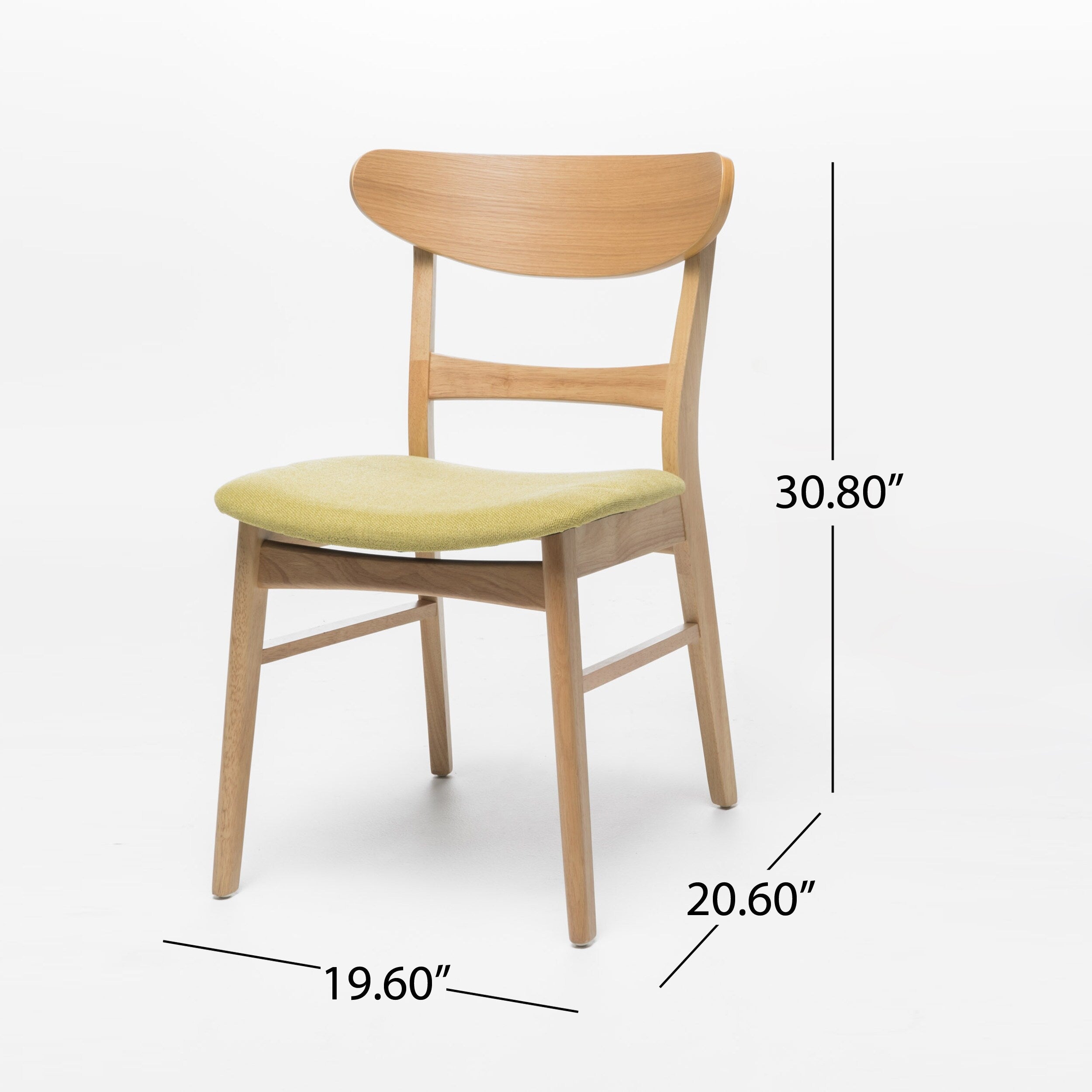 Chaise de salle à manger Abrielle en bois d'hévéa rembourrée de style milieu de siècle (lot de 2) par Christopher Knight Home