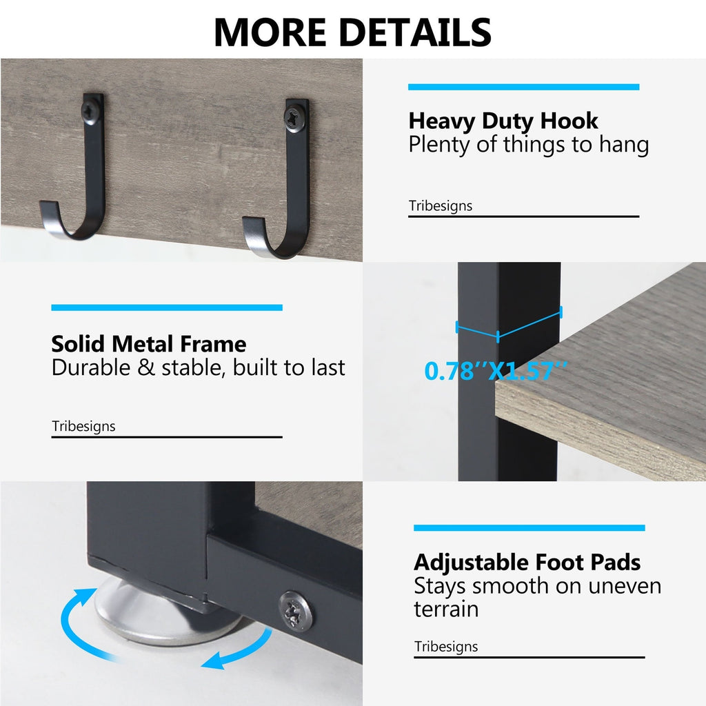 Ensemble de porte-manteaux et de bancs à chaussures pour entrée, porte-manteaux et porte-chaussures de style industriel