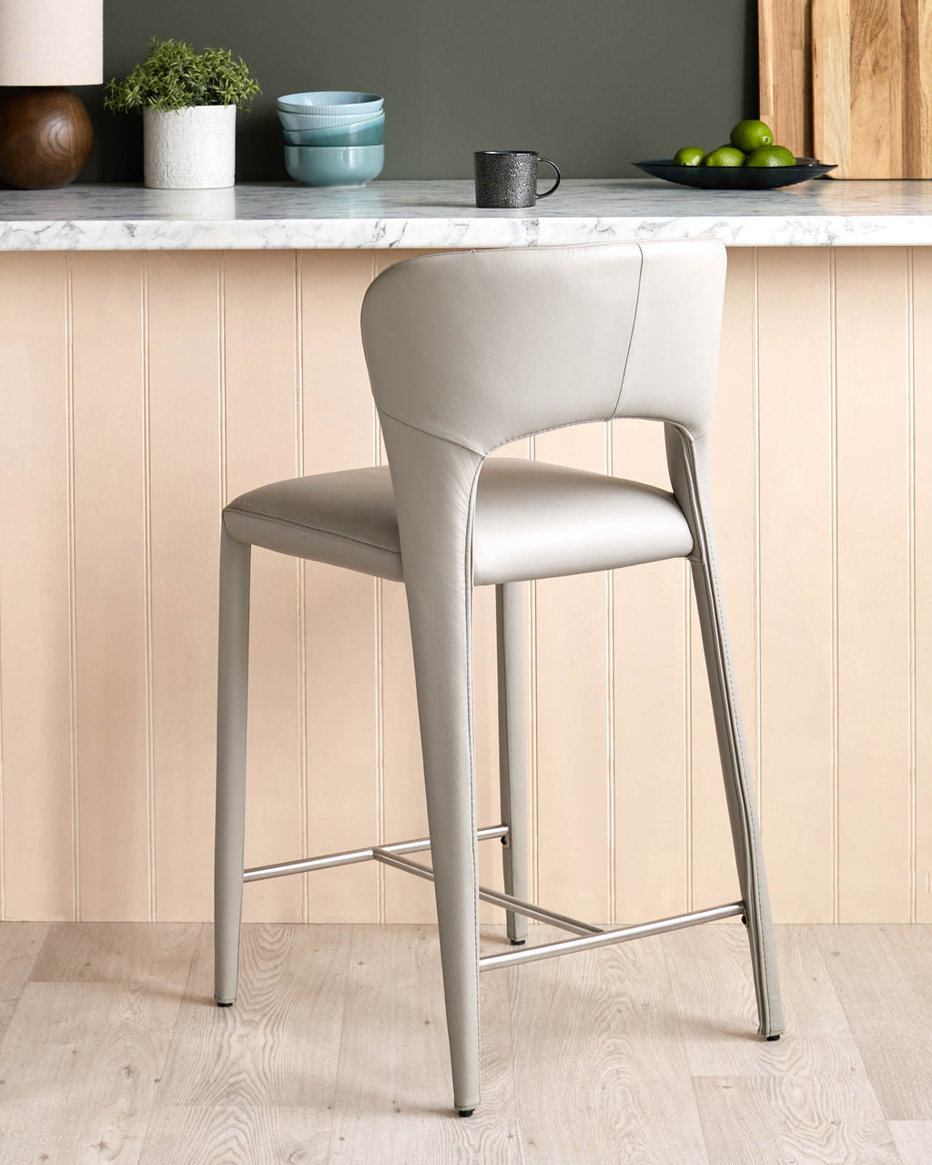 Tabouret de bar Jackson en cuir gris clair