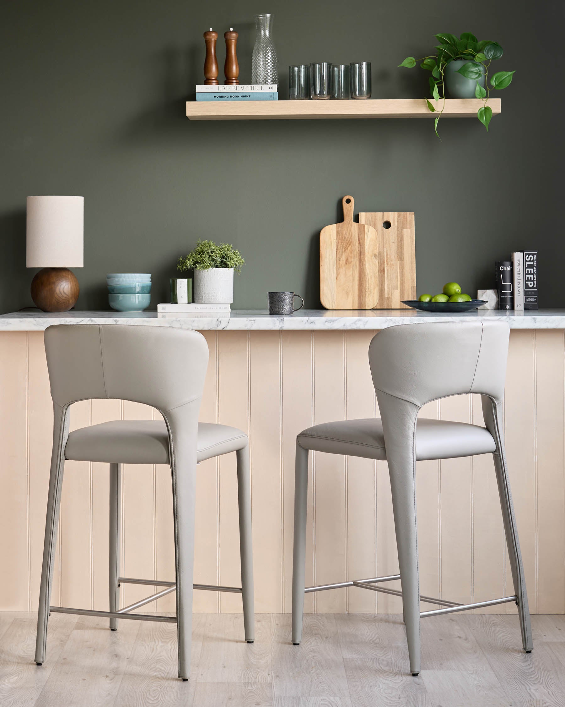 Tabouret de bar Jackson en cuir gris clair