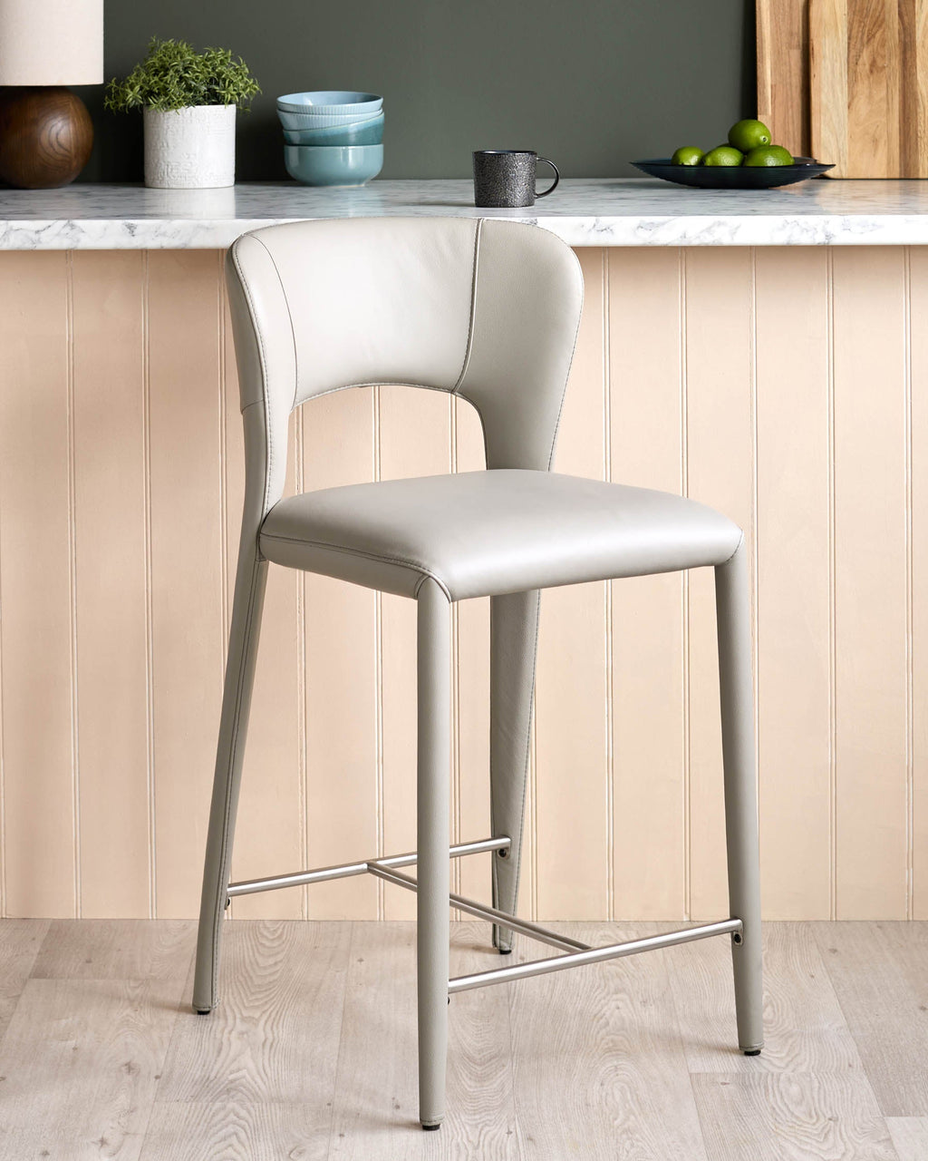 Tabouret de bar Jackson en cuir gris clair
