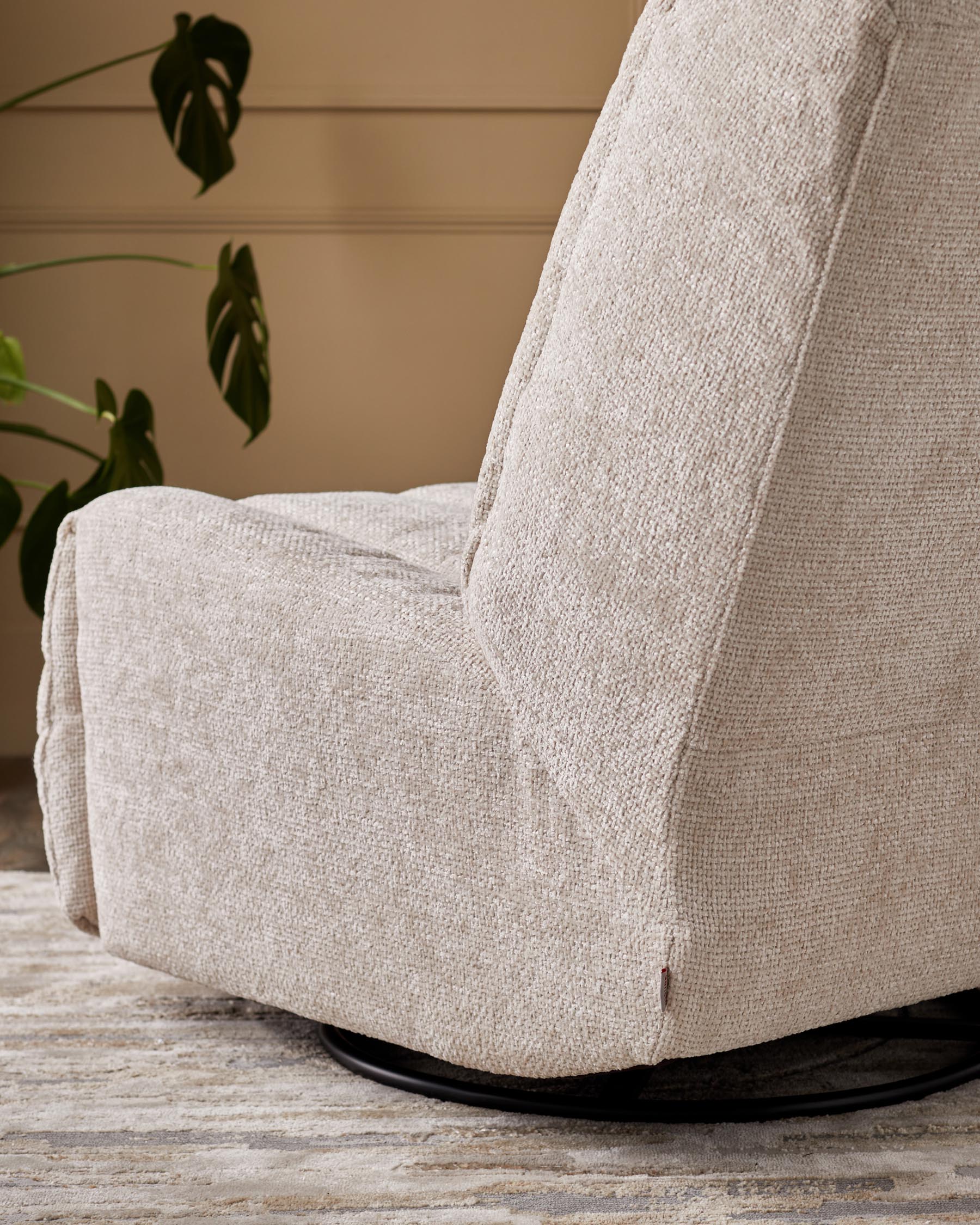 Fauteuil inclinable pivotant à bascule Jayla en tissu épais naturel