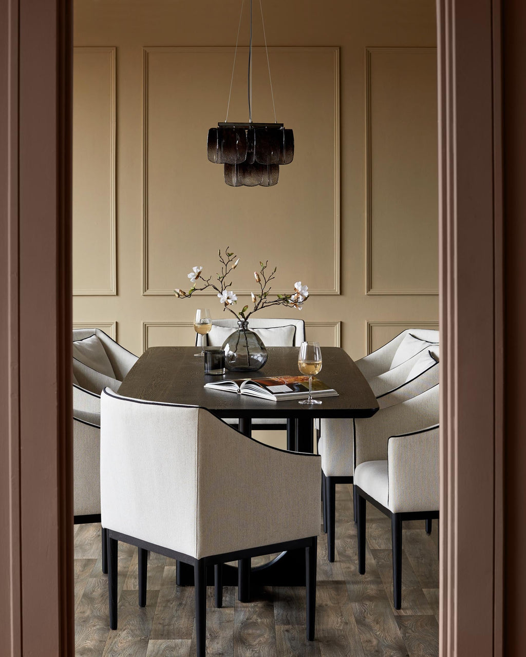 Chaise de salle à manger Julep en tissu bicolore ivoire