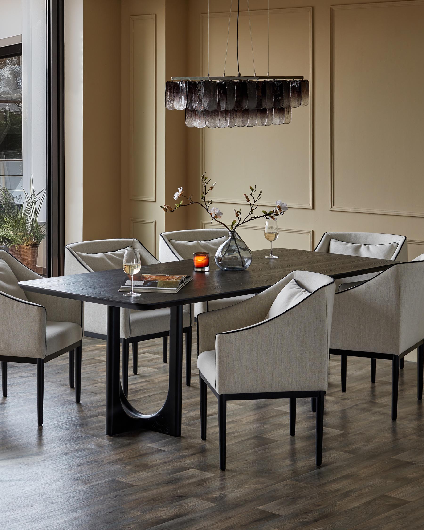 Chaise de salle à manger Julep en tissu bicolore ivoire