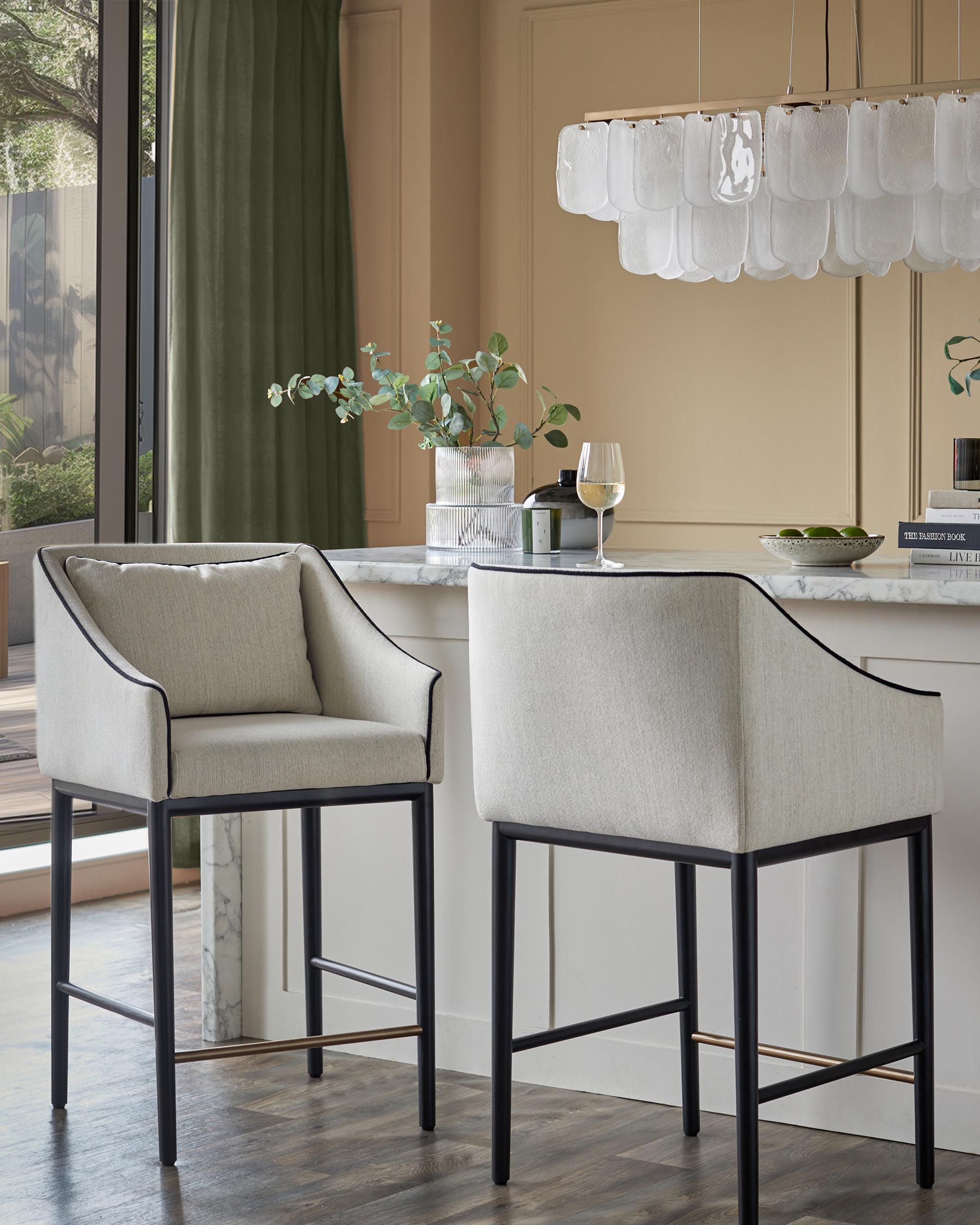 Tabouret de bar Julep en tissu bicolore ivoire