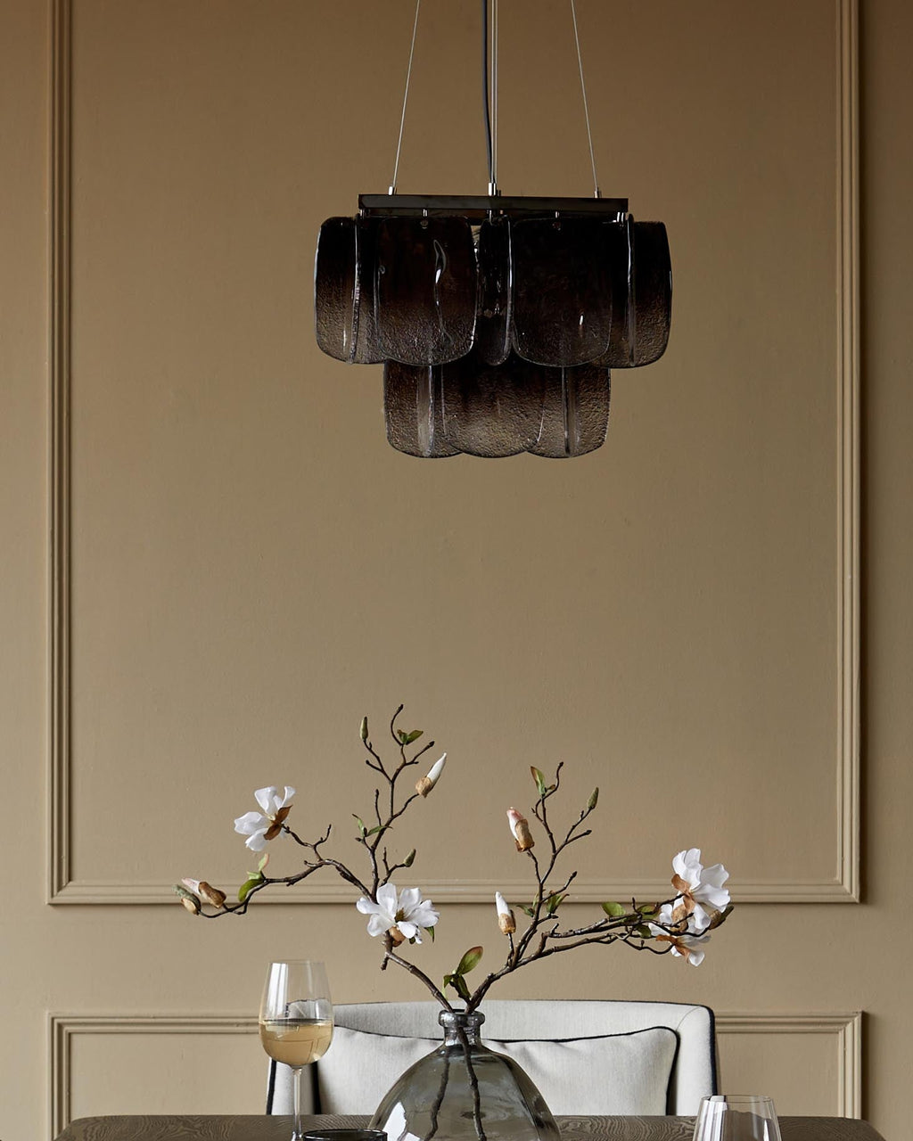 Suspension réglable Estelle en verre fumé ombré