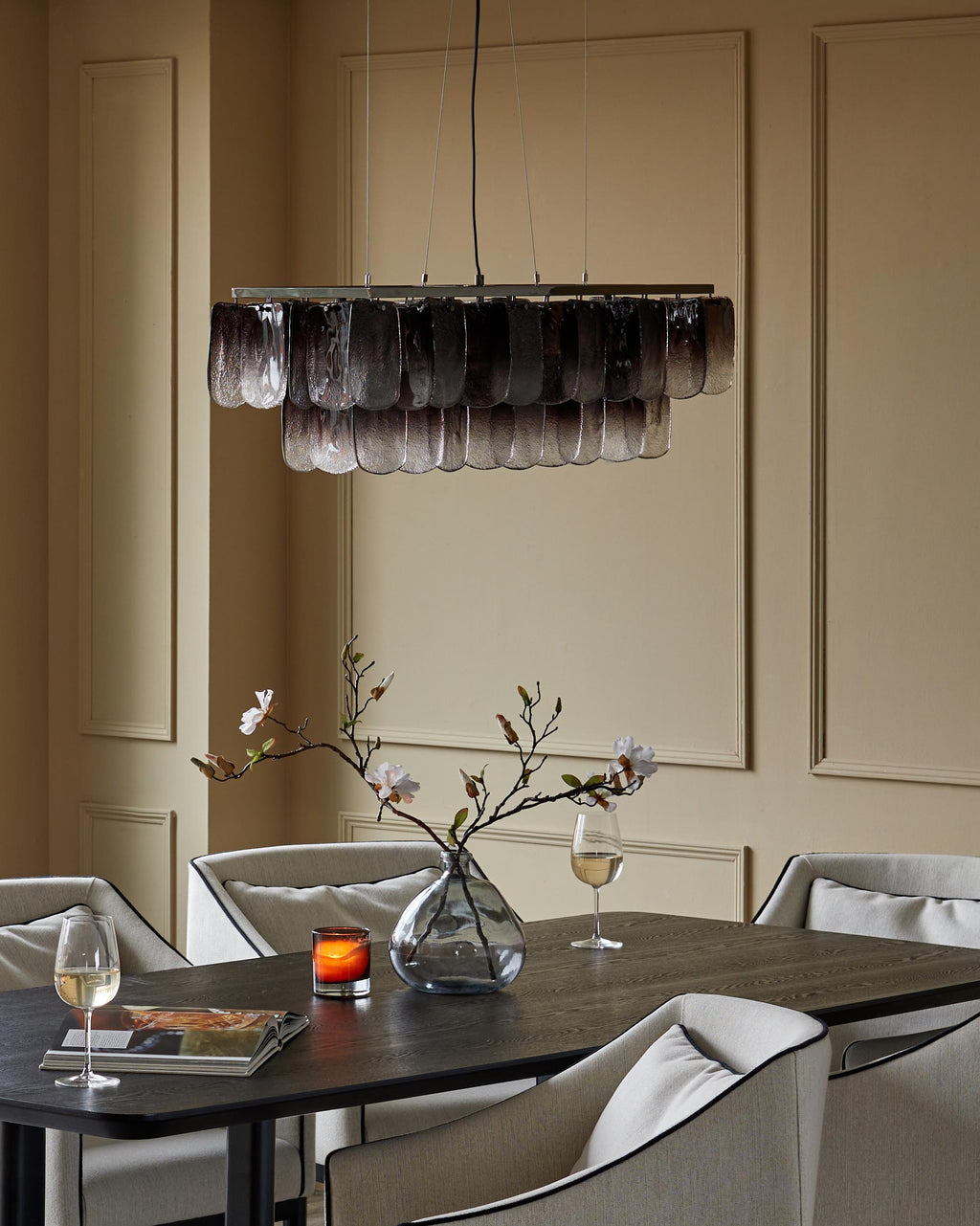 Suspension réglable Estelle en verre fumé ombré