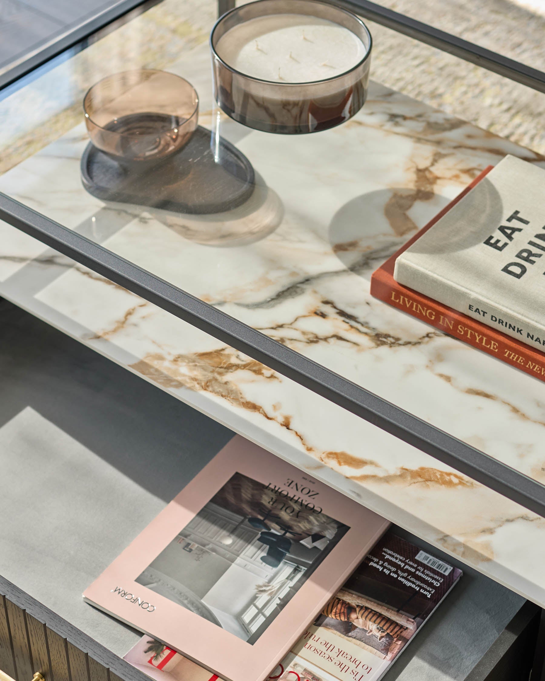 Table basse Kai en verre et céramique