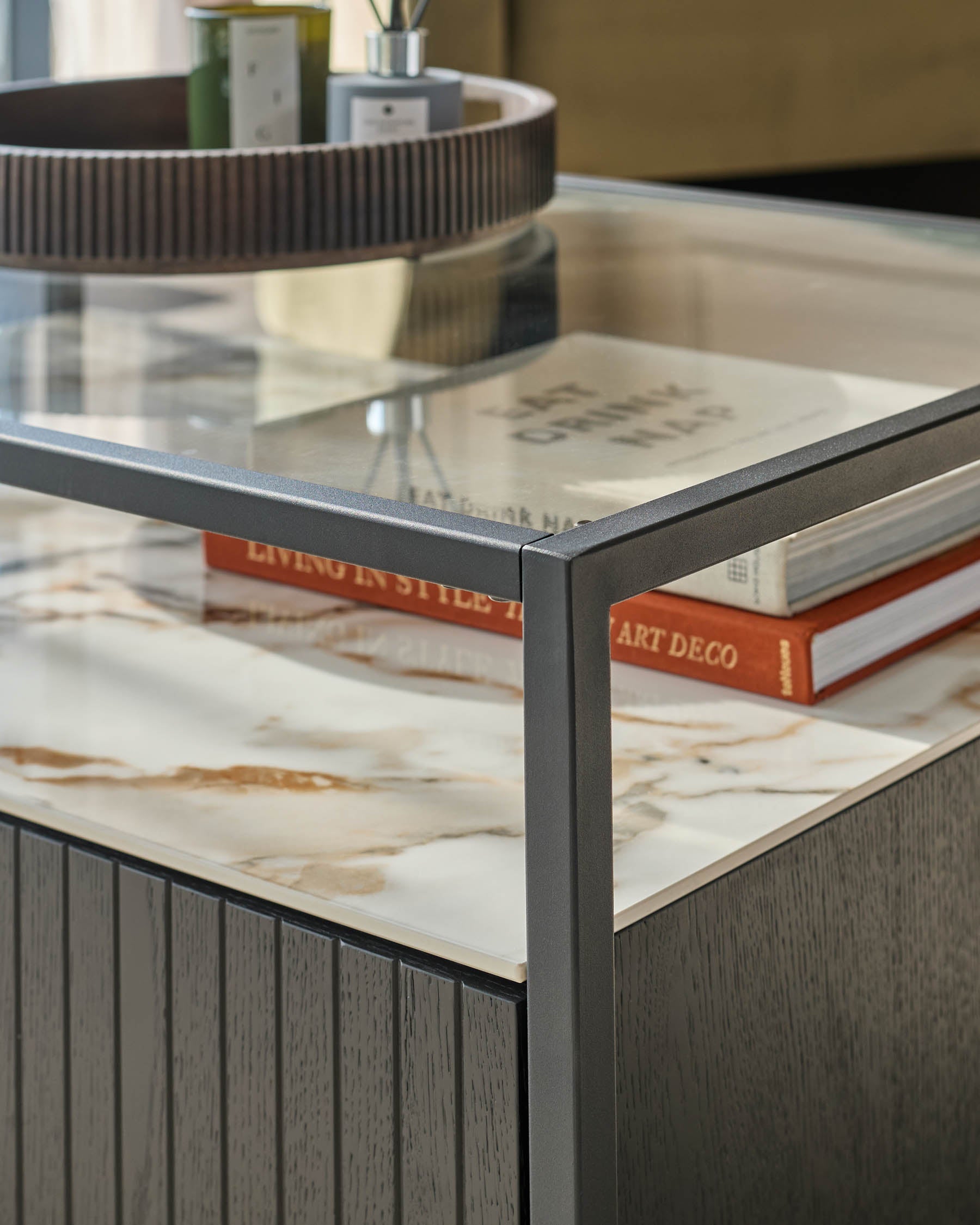 Table basse Kai en verre et céramique