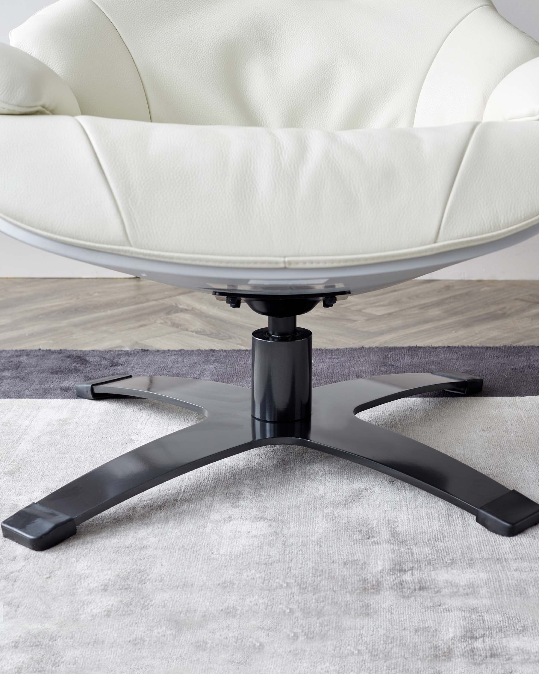 Fauteuil inclinable pivotant Karma en cuir blanc avec repose-pieds