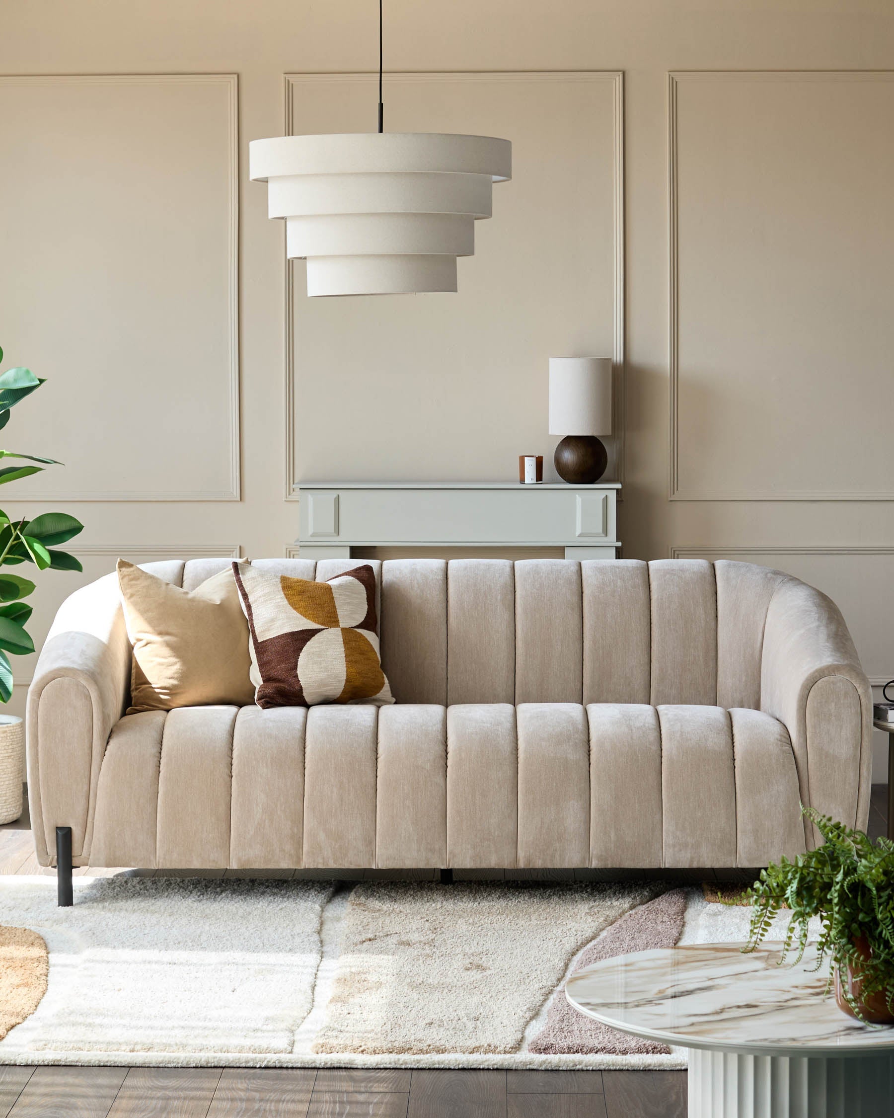 Canapé 3 places Kendra en tissu naturel