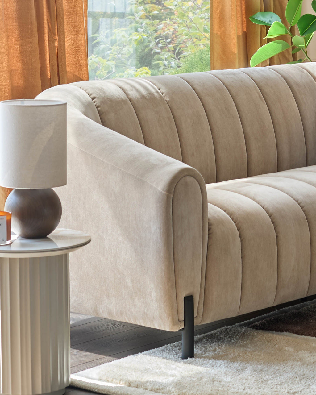 Canapé 3 places Kendra en tissu naturel