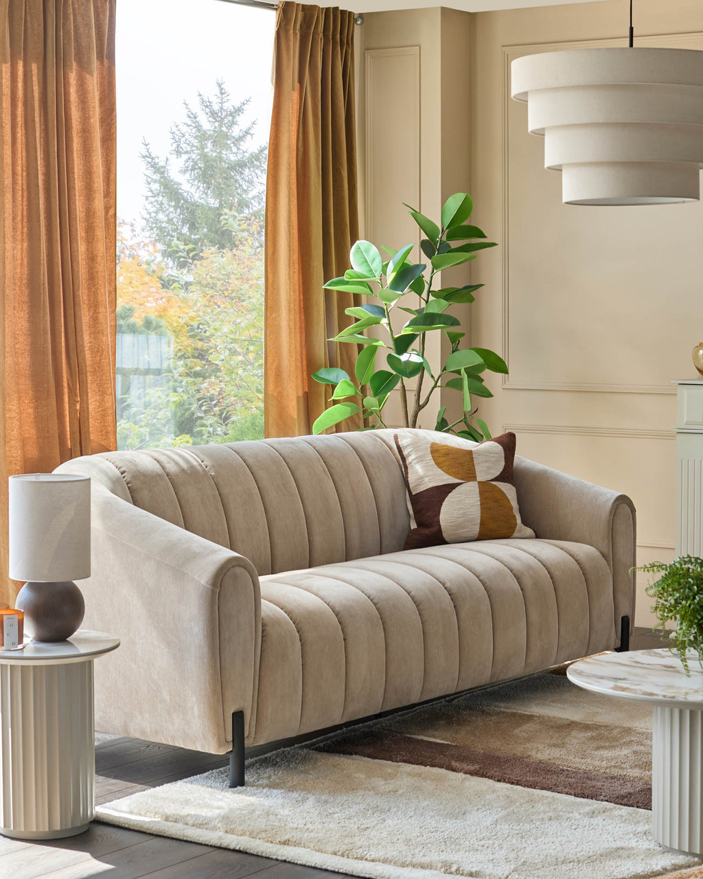 Canapé 3 places Kendra en tissu naturel