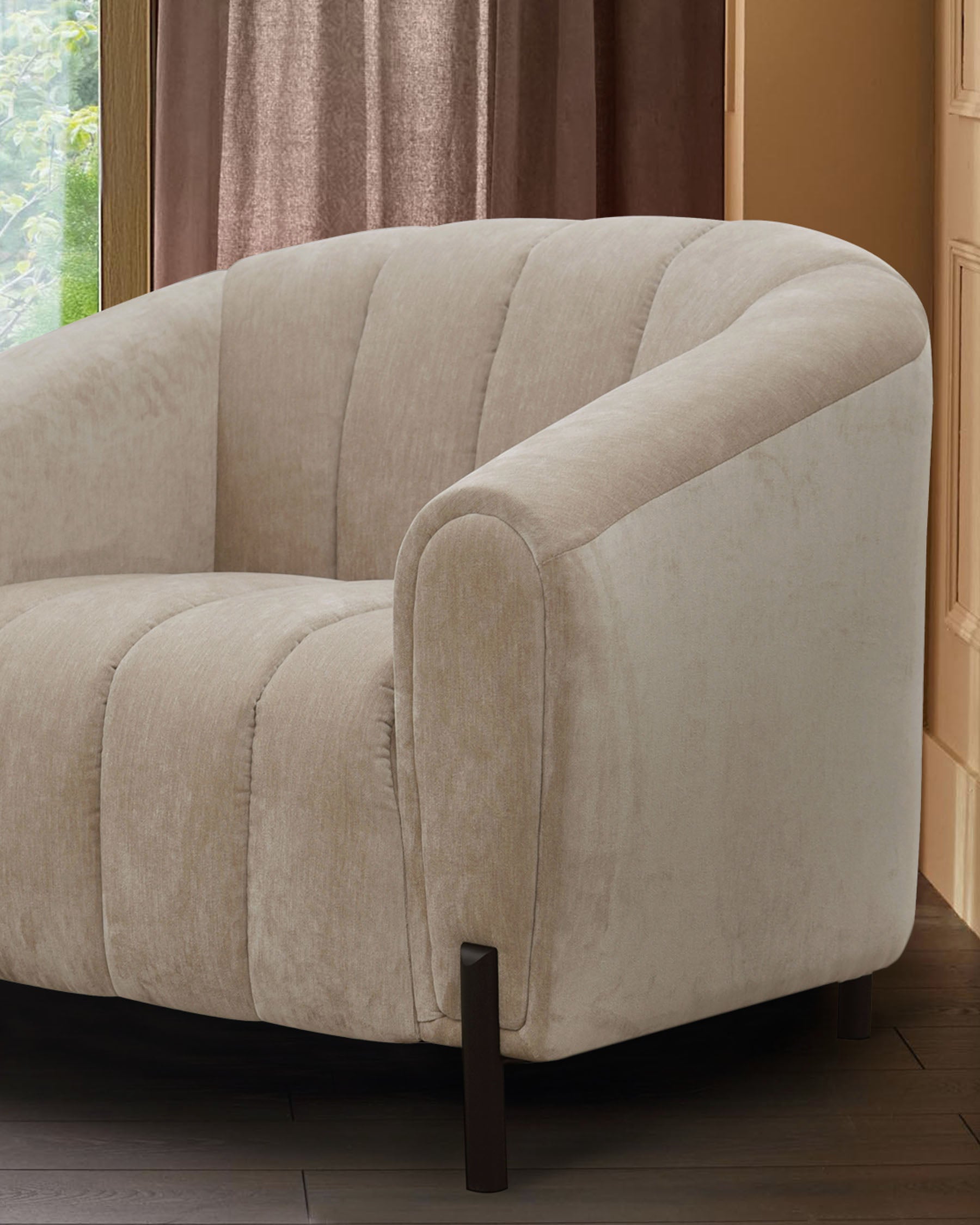 Fauteuil Kendra en tissu naturel