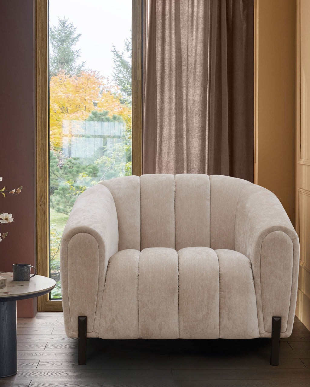 Fauteuil Kendra en tissu naturel