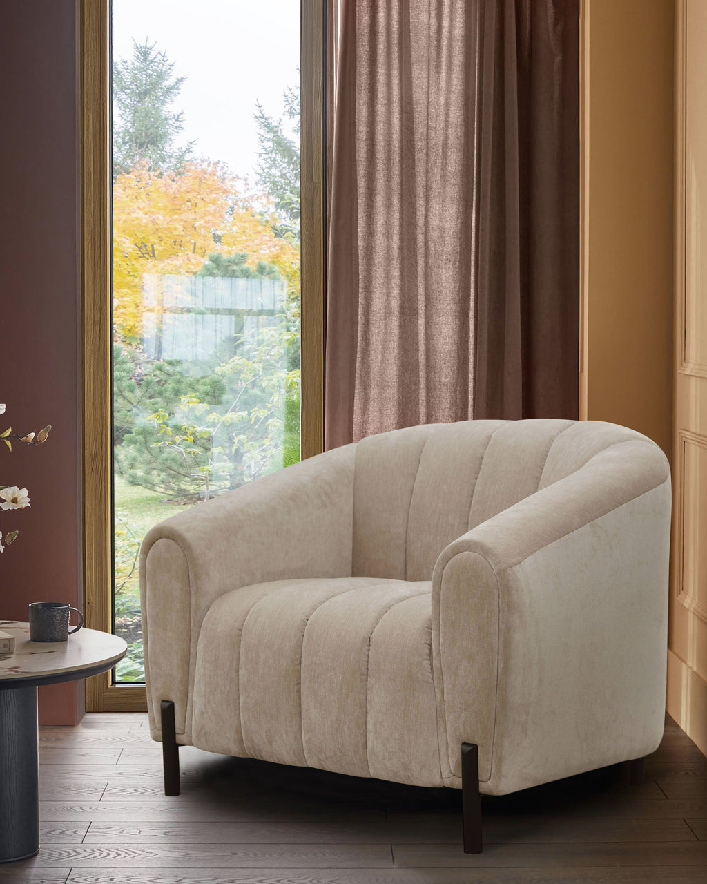Fauteuil Kendra en tissu naturel